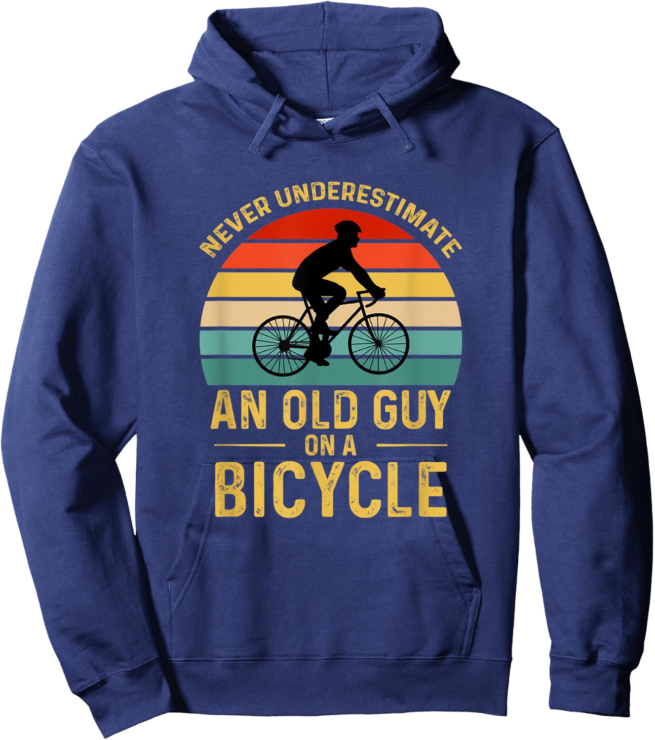 Vintage Never Underestimate An Old Guy On A Bicycle Cycling Hoodie - Hoodie | Navy