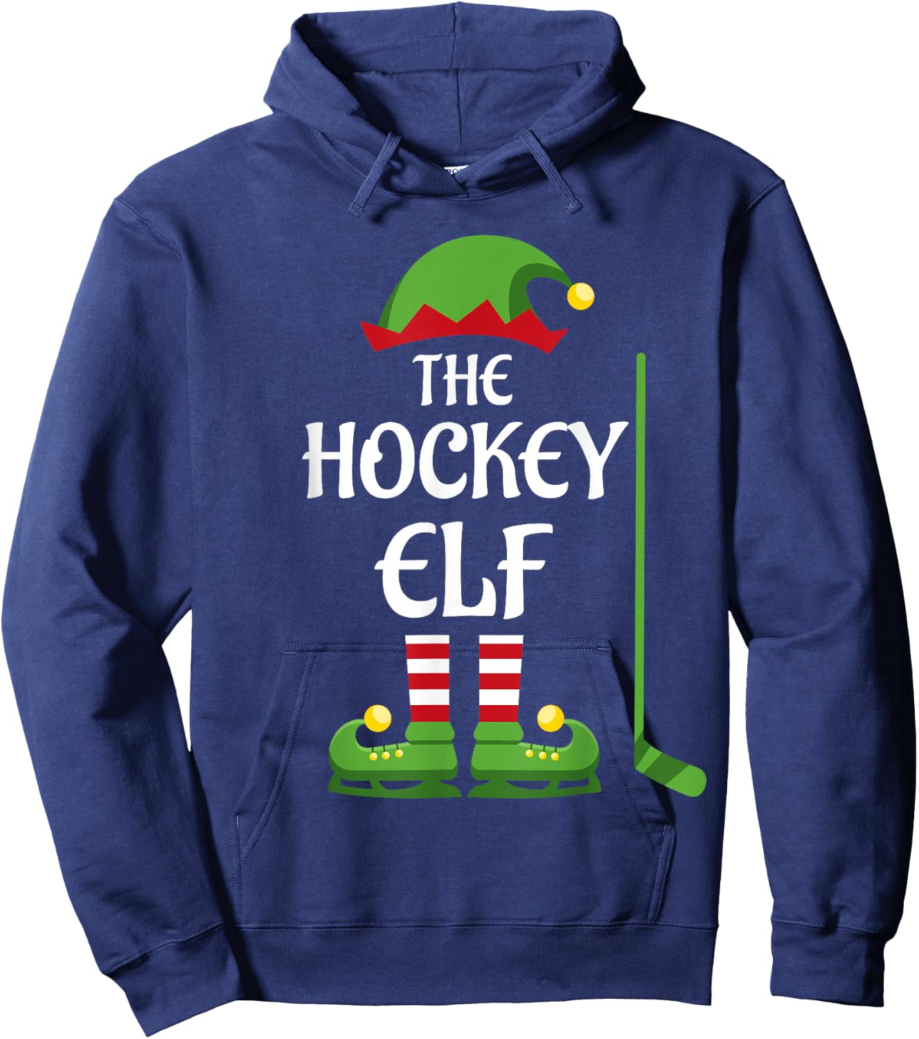 Hockey Elf Family Matching Group Christmas Sporty Hoodie - Hoodie | Navy