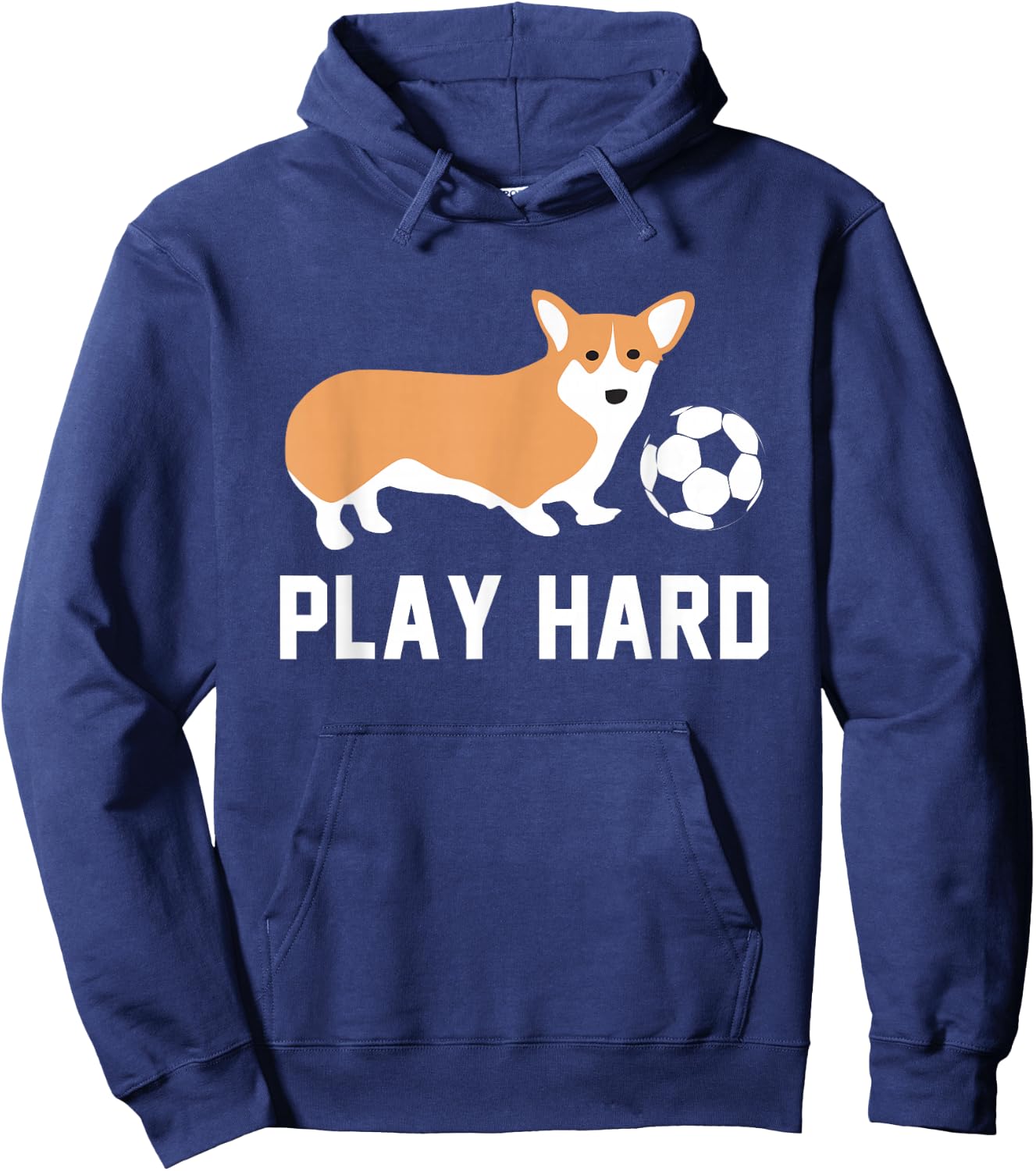 Soccer Corgi Dog Shirt Play Hard Team Sport Ball Gift Women Girls Kids Hoodie - Hoodie | Navy