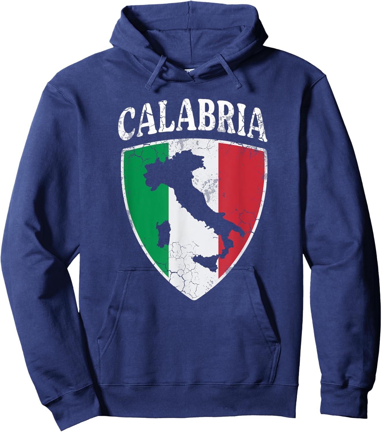 Calabria Italia Flag Crest Italy Italian Vintage Distressed Hoodie - Hoodie | Navy