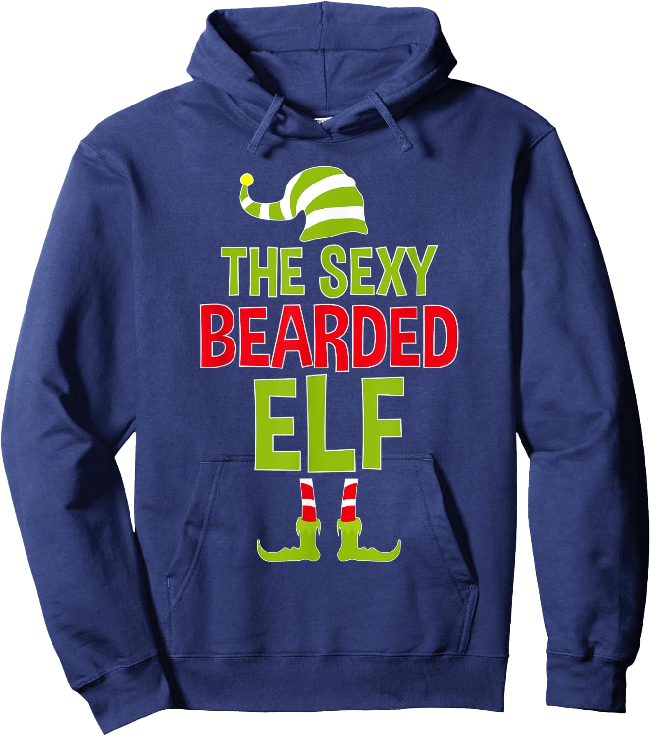 The Sexy Bearded Elf Matching Family Christmas Bearded Hoodie - Hoodie | Navy