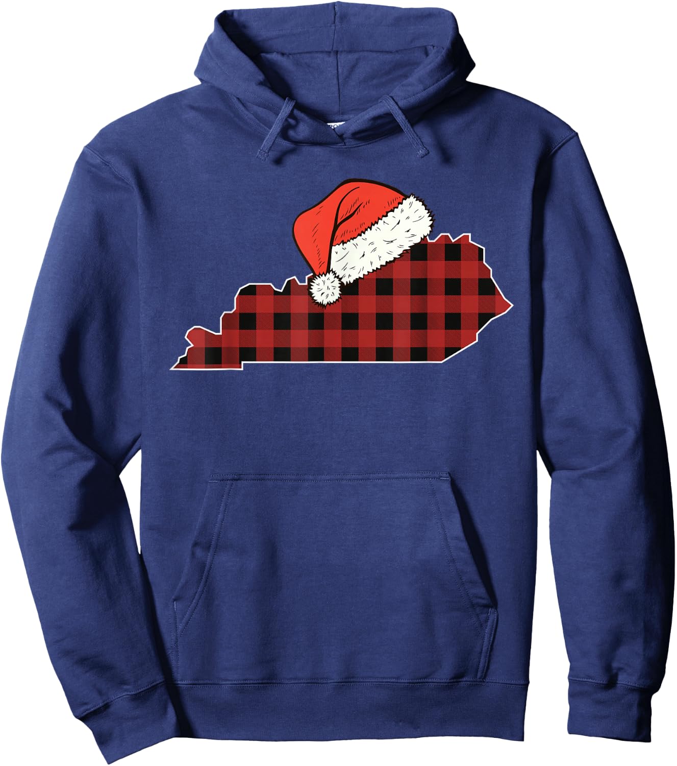 Kentucky Plaid Christmas Santa Hat Holiday Matching Design Hoodie - Hoodie | Navy