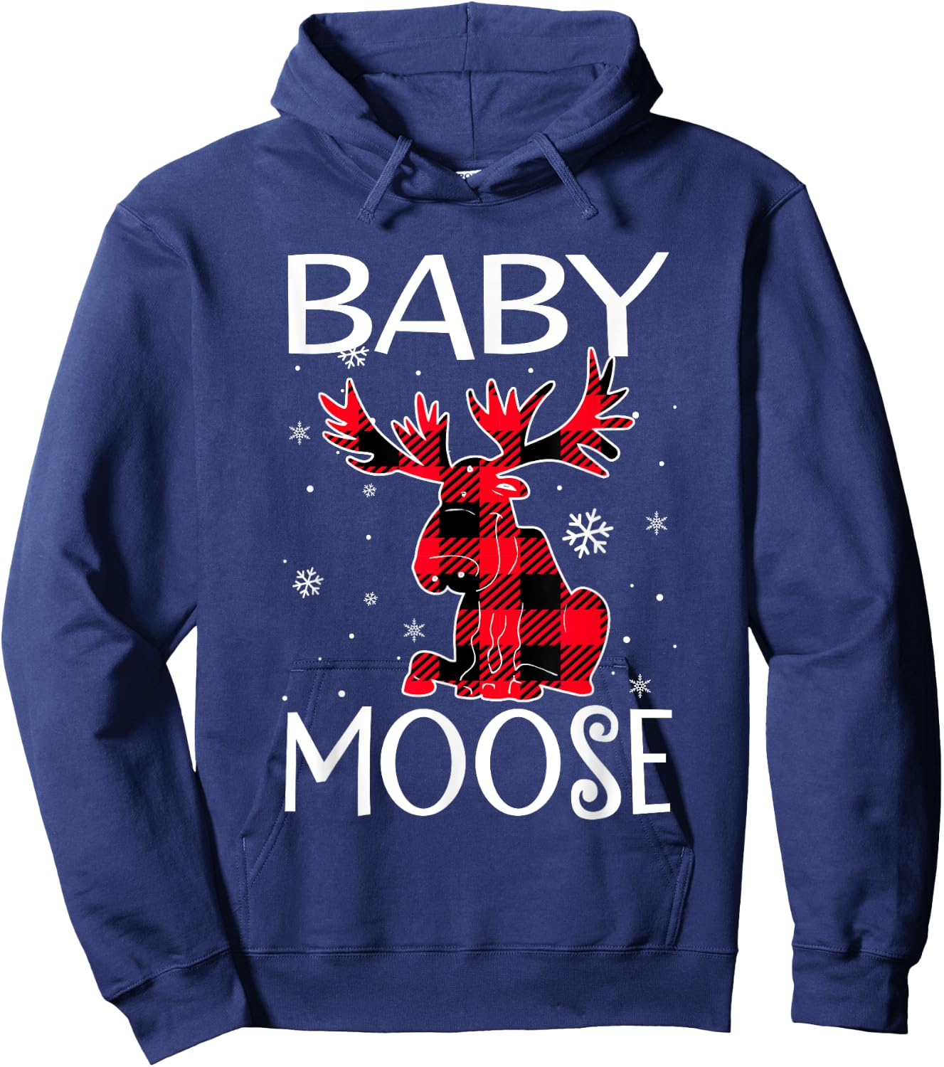 Baby Moose Red Plaid Matching Christmas Pajamas Family Xmas Hoodie - Hoodie | Navy