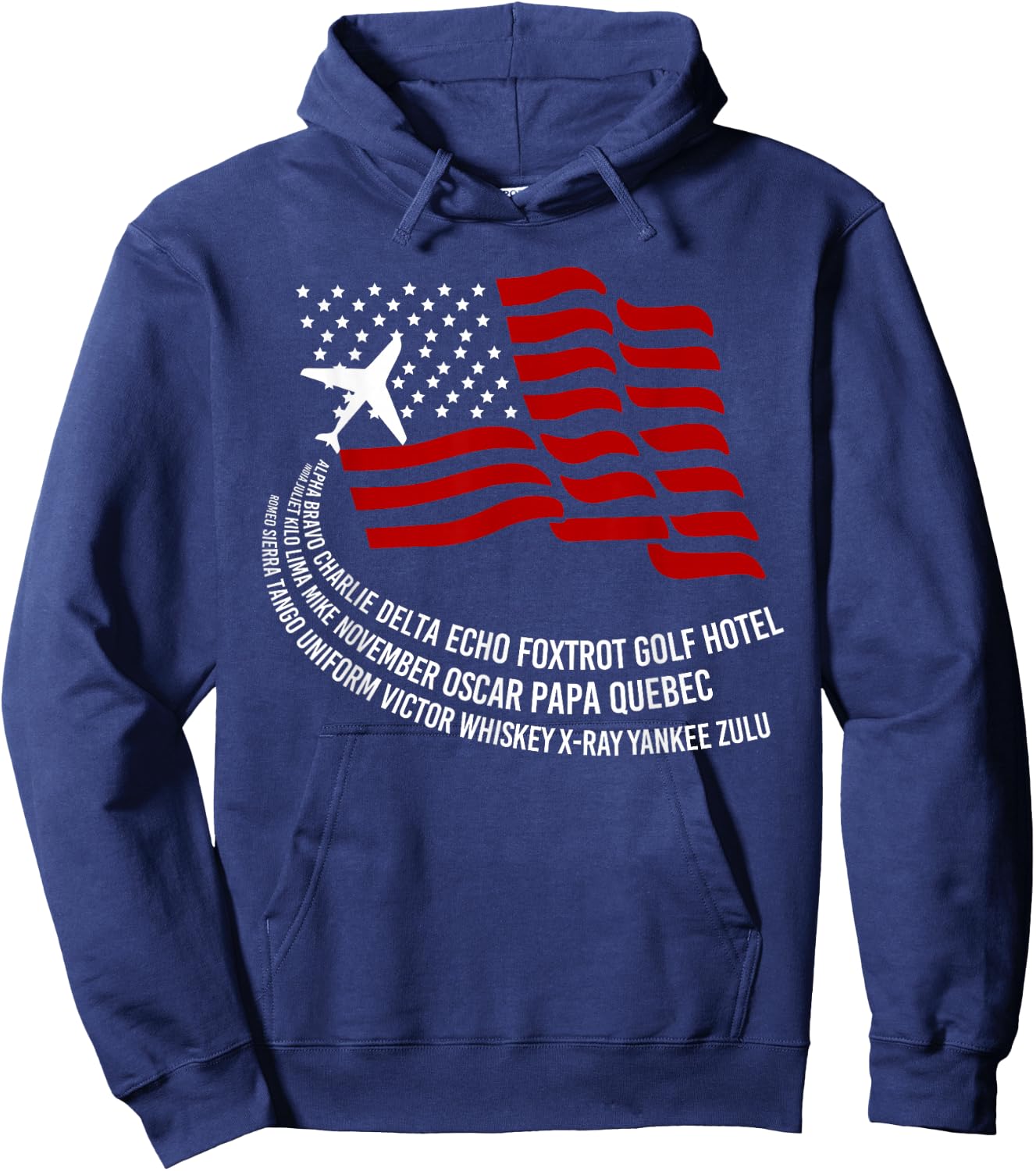 Phonetic Alphabet | American Pilot Airplane USA Flag Shirt Women Men Hoodie - Hoodie | Navy