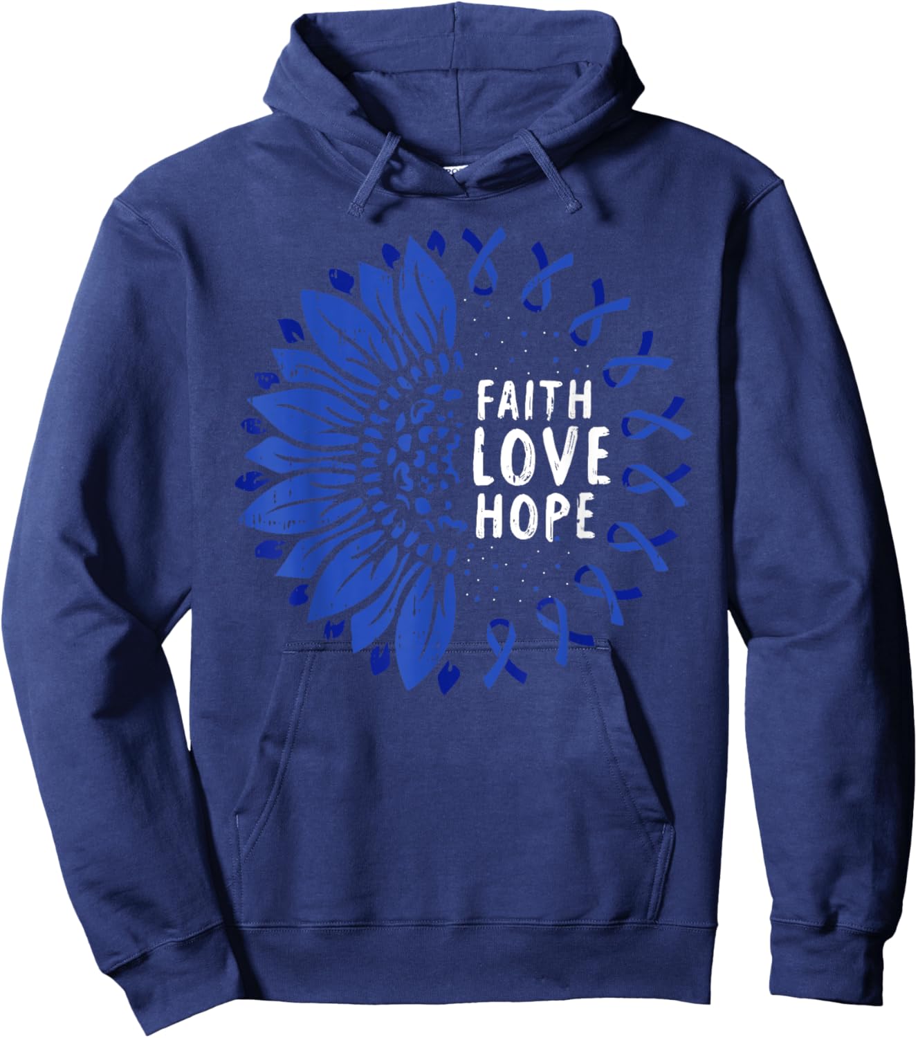 Faith Hope Love Colon Cancer Awareness Survivor Fighter Gift Hoodie - Hoodie | Navy