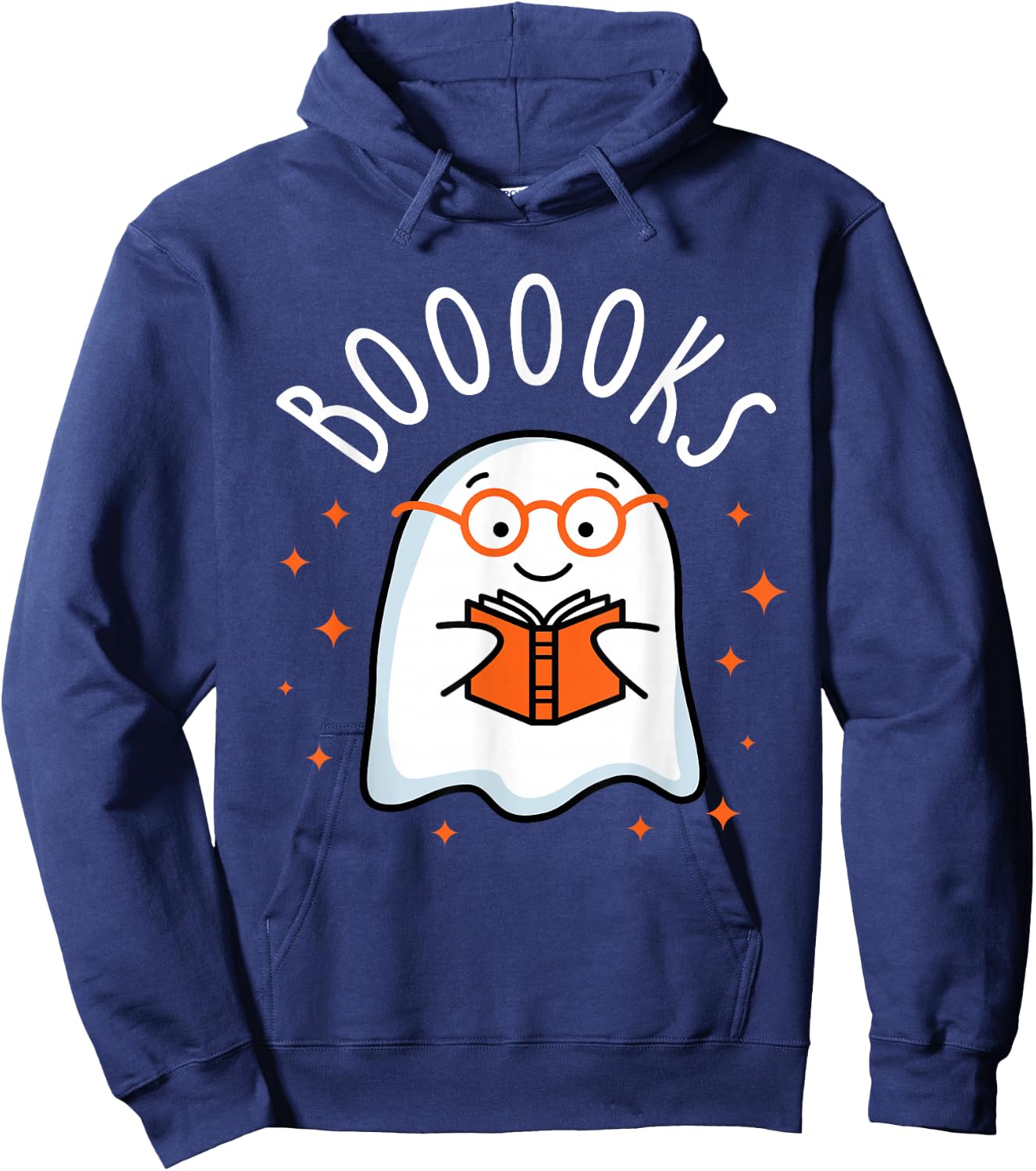 Cute Ghost Reading Book Booooks Teacher Halloween School Kid Hoodie - Hoodie | Navy