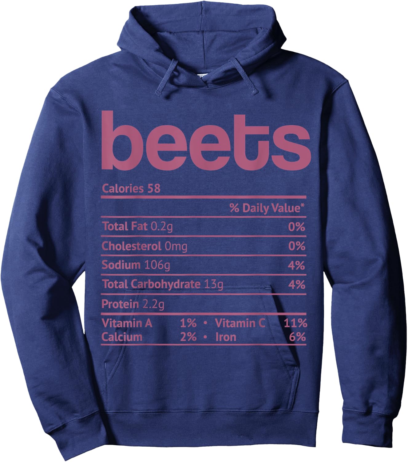 Beets Nutrition Facts Funny Thanksgiving Christmas Food Hoodie - Hoodie | Navy