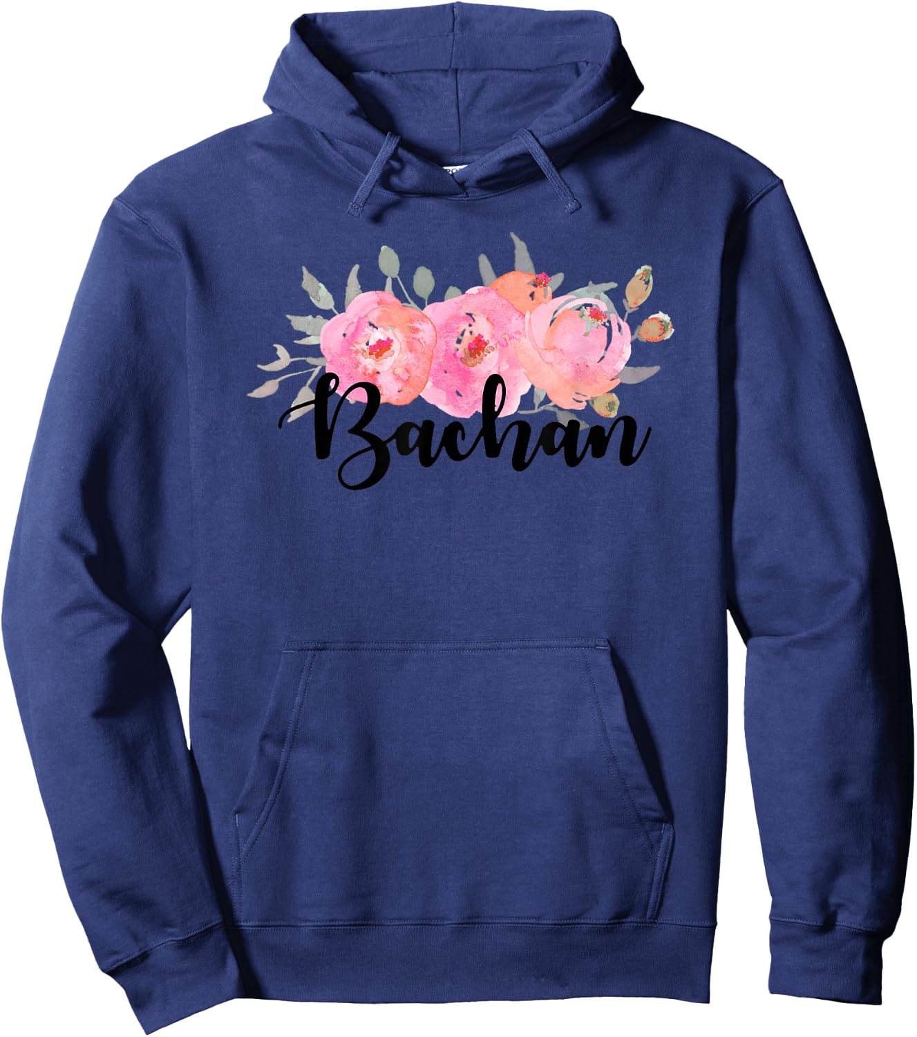 Tomodachi Bachan , Men's Grey Floral , Small, , Short Sleeve Hoodie - Hoodie | Navy