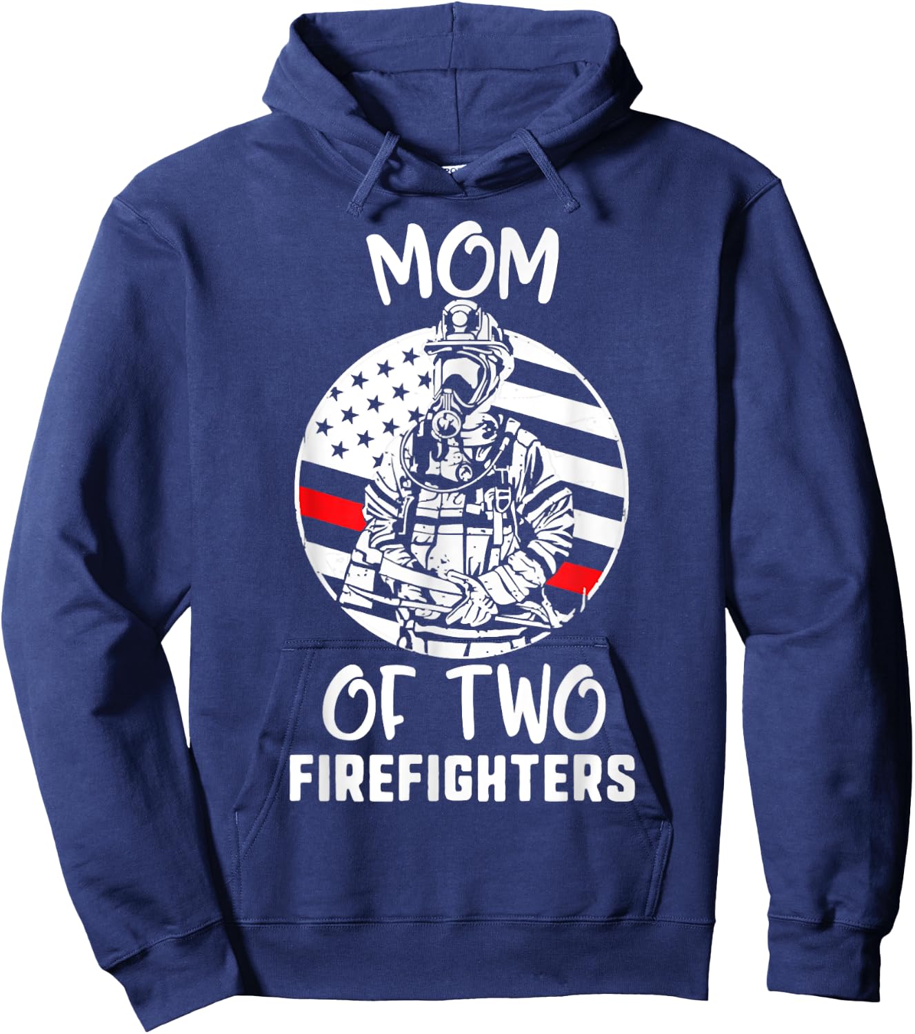 Happy Mothers Day, Mom Of 2 Firefighters USA Flag Proud Men Hoodie - Hoodie | Navy