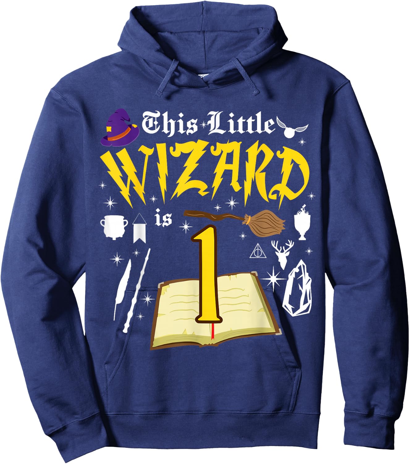 1st Birthday Wizard Magic 1 Year Old Funny B-Day Matching Hoodie - Hoodie | Navy