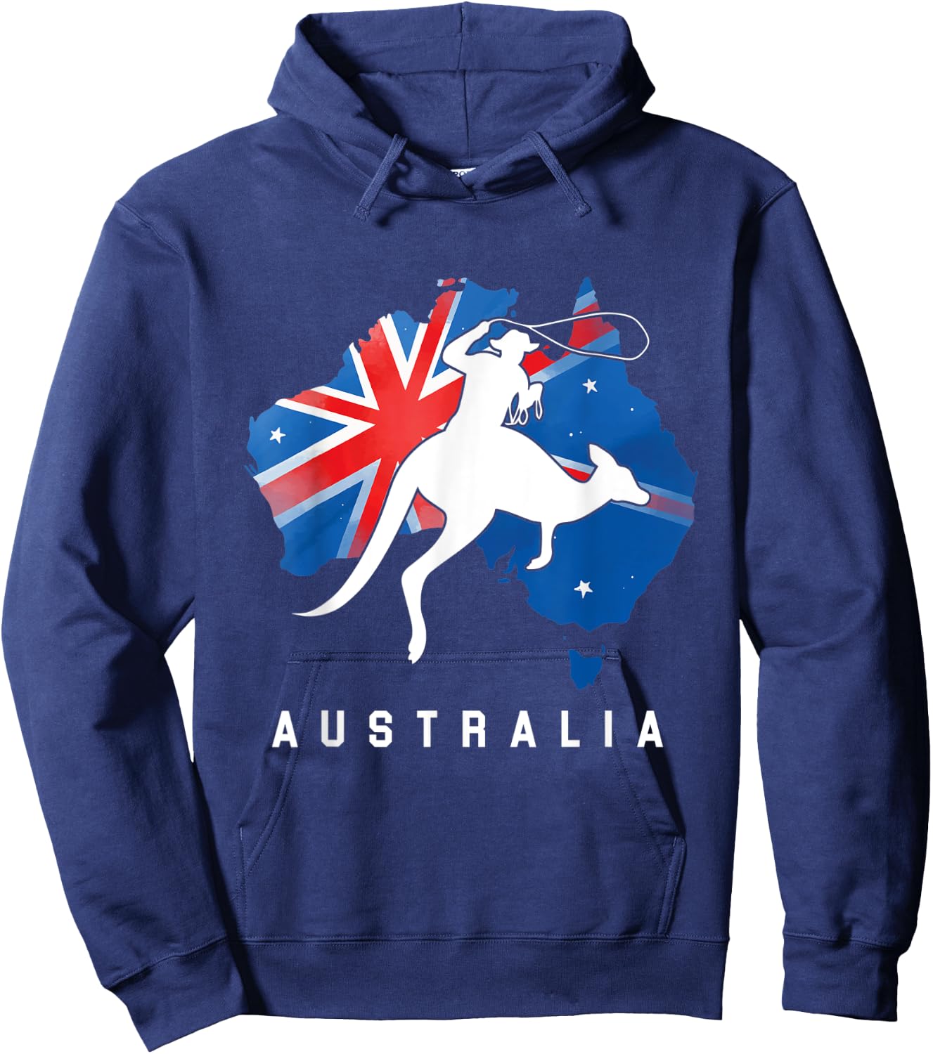 Australian Kangaroo Australia Country Map Cowboy Aussie Hoodie - Hoodie | Navy