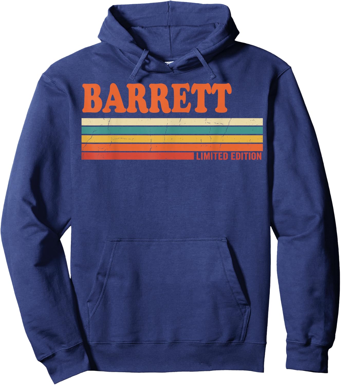 Barrett Retro Personalized First Name Vintage Stripes Hoodie - Hoodie | Navy