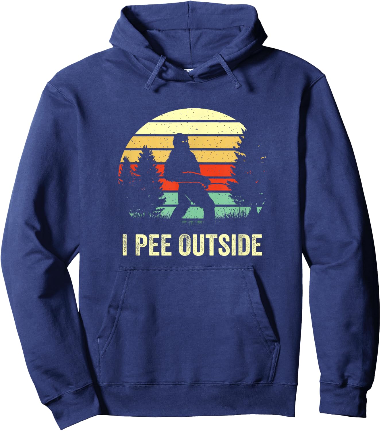 Retro Bigfoot Yeti Silhouette I Pee Outside Sasquatch Gifts Hoodie - Hoodie | Navy