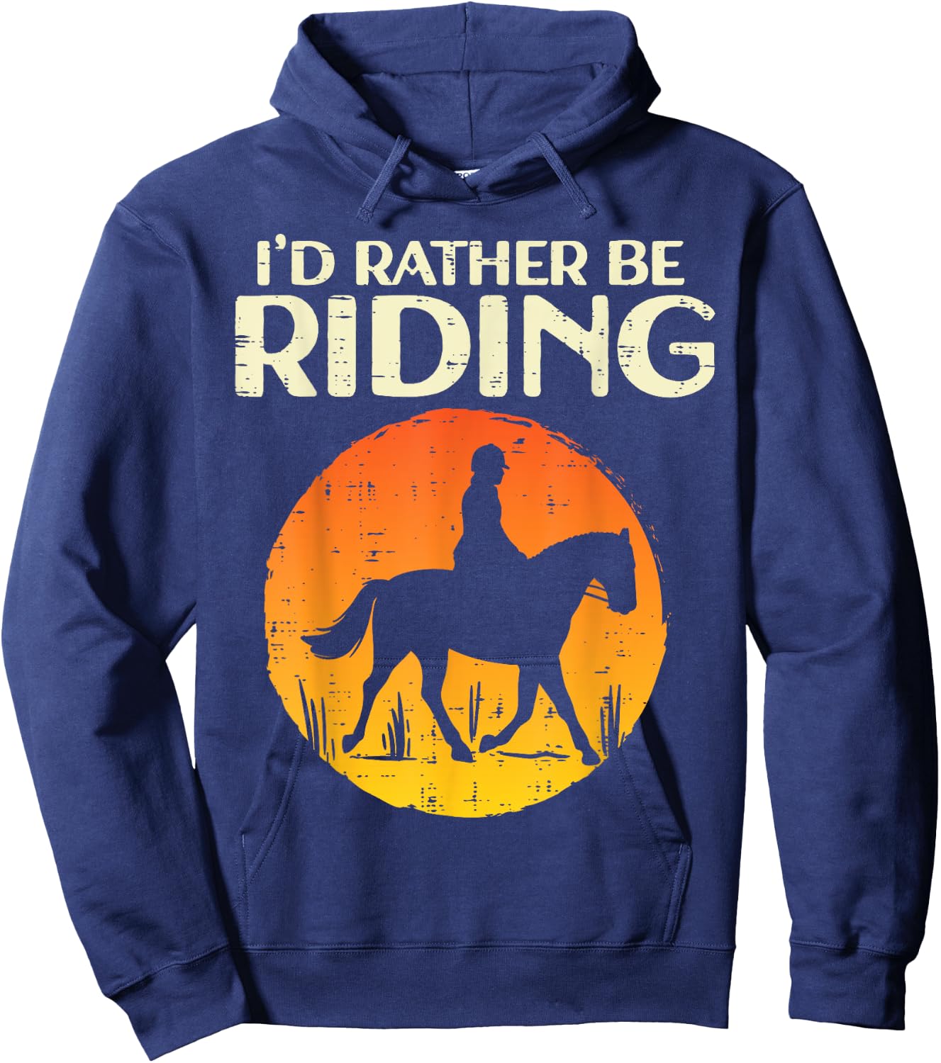 Id Rather Be Riding Susnet Horseback Equestrian Men Women Hoodie - Hoodie | Navy
