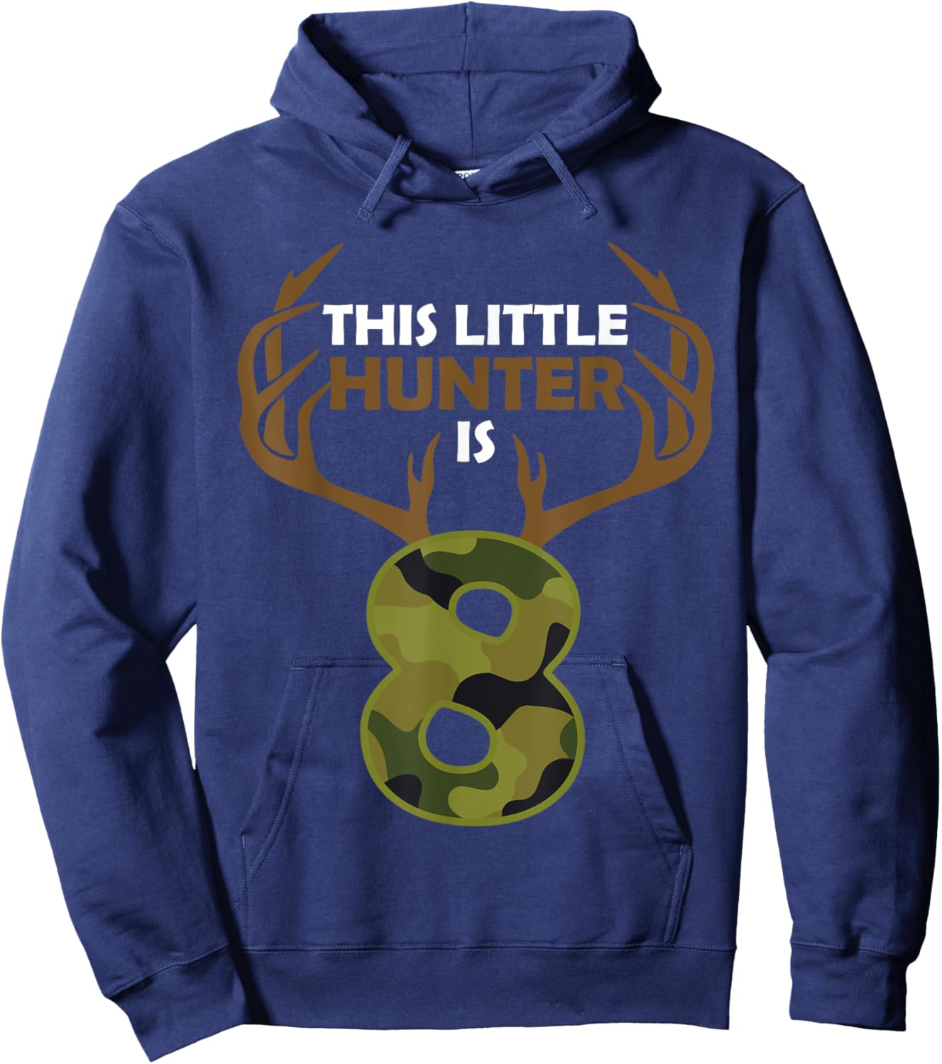 Funny 8th Birthday 8 Year Old Deer Hunter Gift Boys Kids Hoodie - Hoodie | Navy