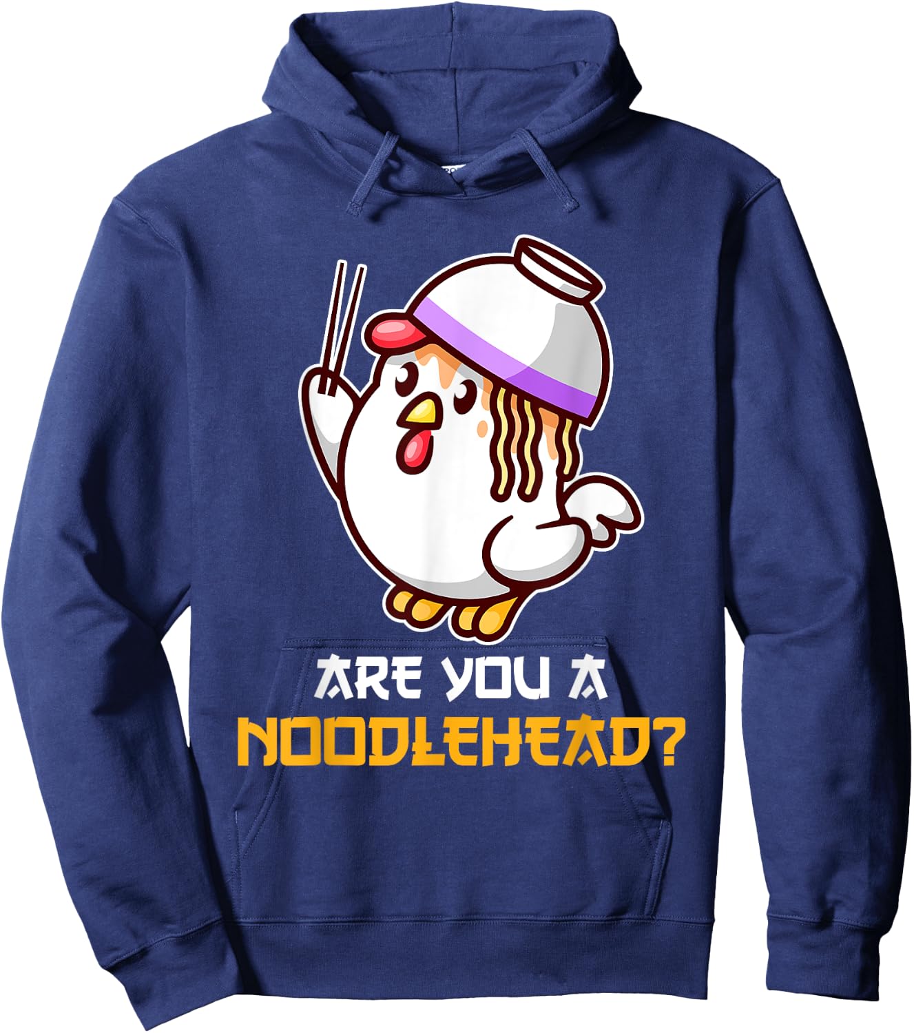 Noodle Head Chicken Cute Ramen Udon Bowl Funny Japan Asian Hoodie - Hoodie | Navy