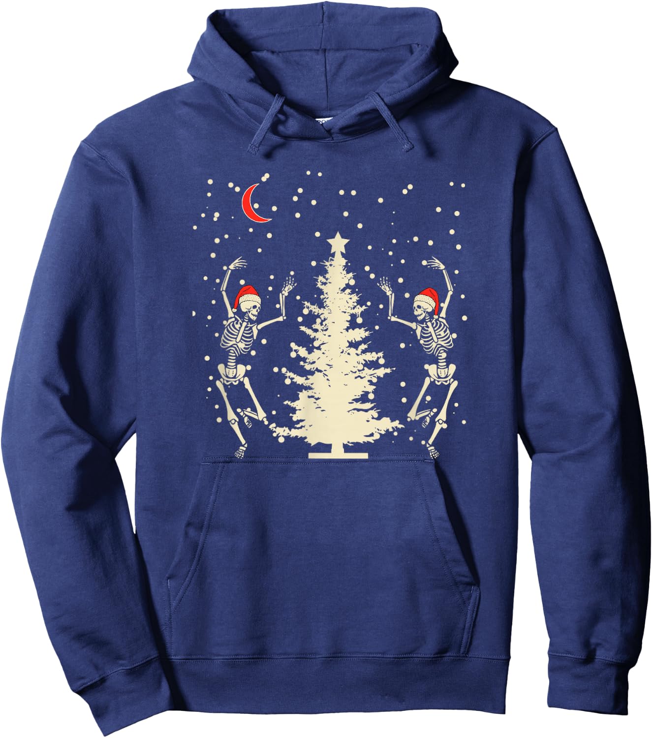 Funny Goth Christmas, Dancing Skeletons Hoodie - Hoodie | Navy