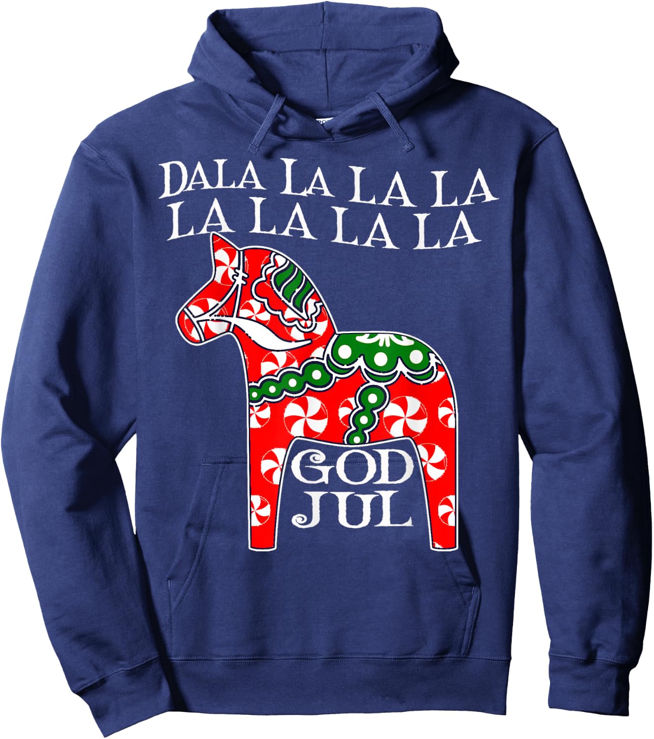 Funny Swedish Christmas God Jul Dala Horse Dalahost Hoodie - Hoodie | Navy