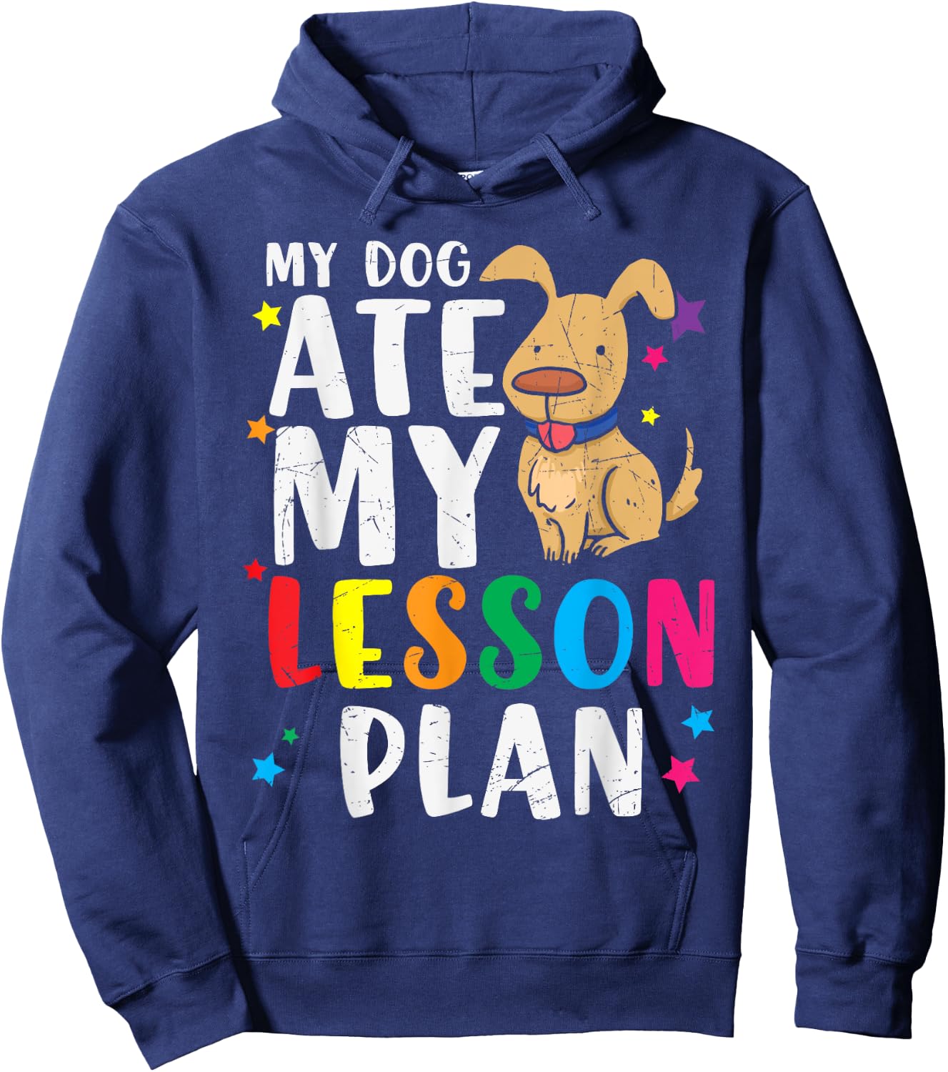 Vintage My Dog Ate My Lesson Plan Gift Retro Men Women Kids Hoodie - Hoodie | Navy