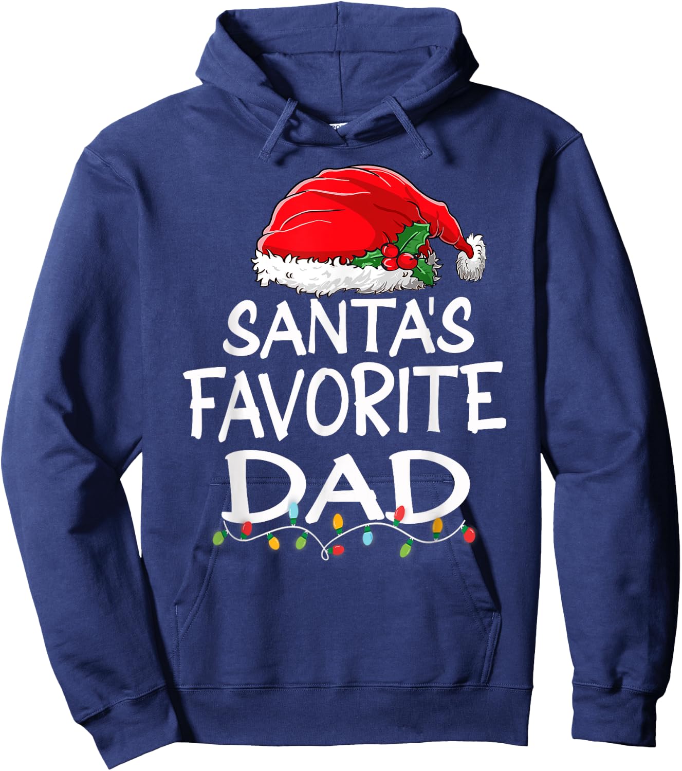 Santa's Favorite Dad Christmas Santa Claus tree lights Daddy Hoodie - Hoodie | Navy