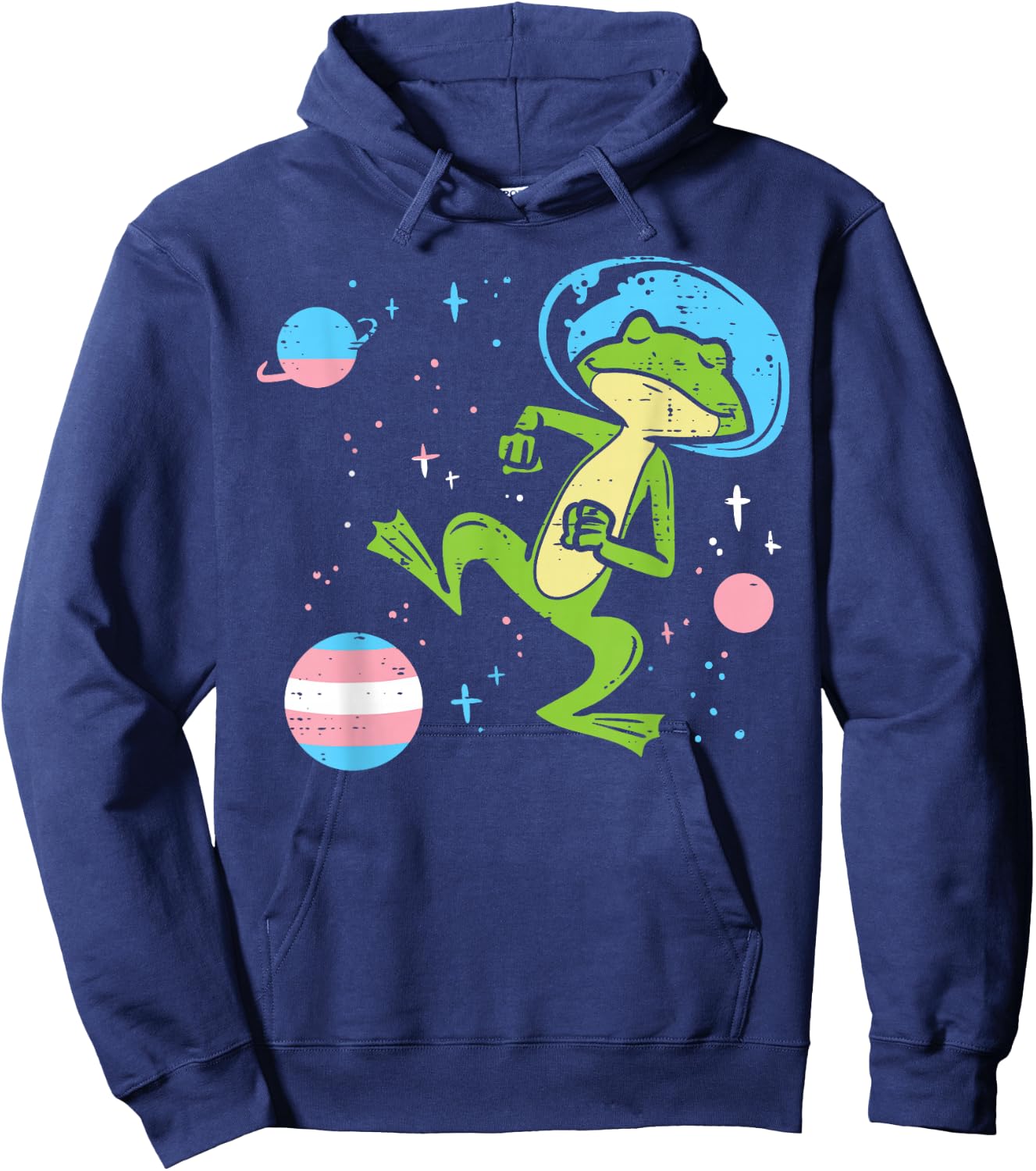 Dancing Astronaut Frog Transgender Planets Trans Pride Flag Hoodie - Hoodie | Navy