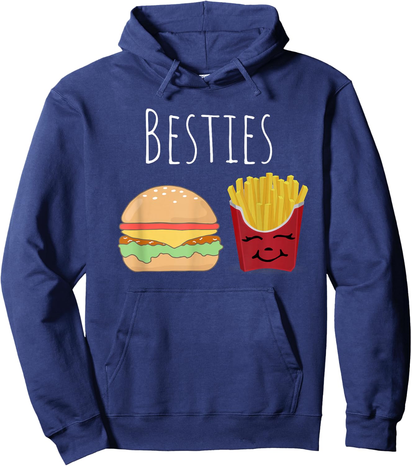 Cheeseburger and Fries Best Friends Besties Fun Hoodie - Hoodie | Navy