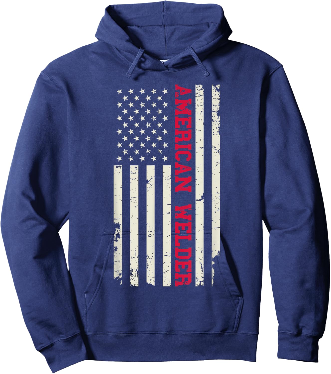 American Welder US Flag Blood Sweat Pride Patriotic Welding Hoodie - Hoodie | Navy