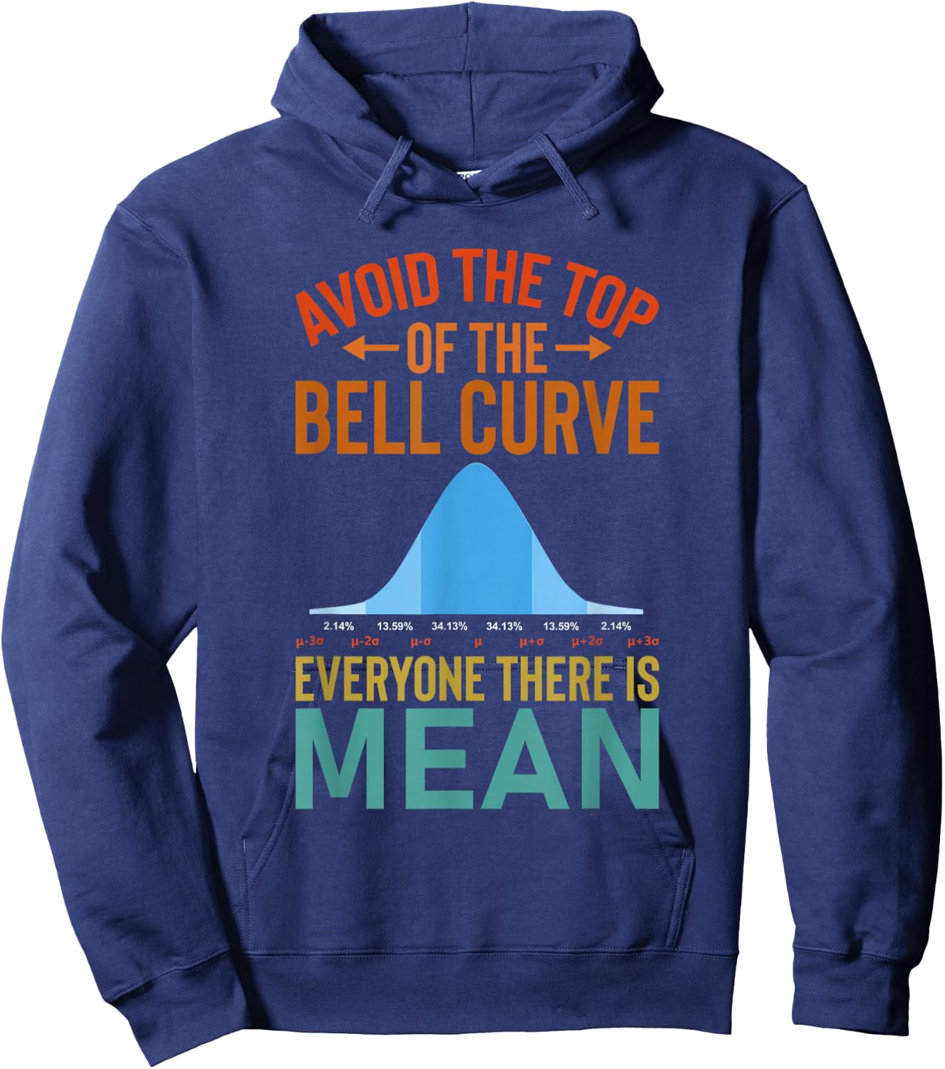 Avoid The Top Of The Bell Curve - Data Scientist Statistics Hoodie - Hoodie | Navy