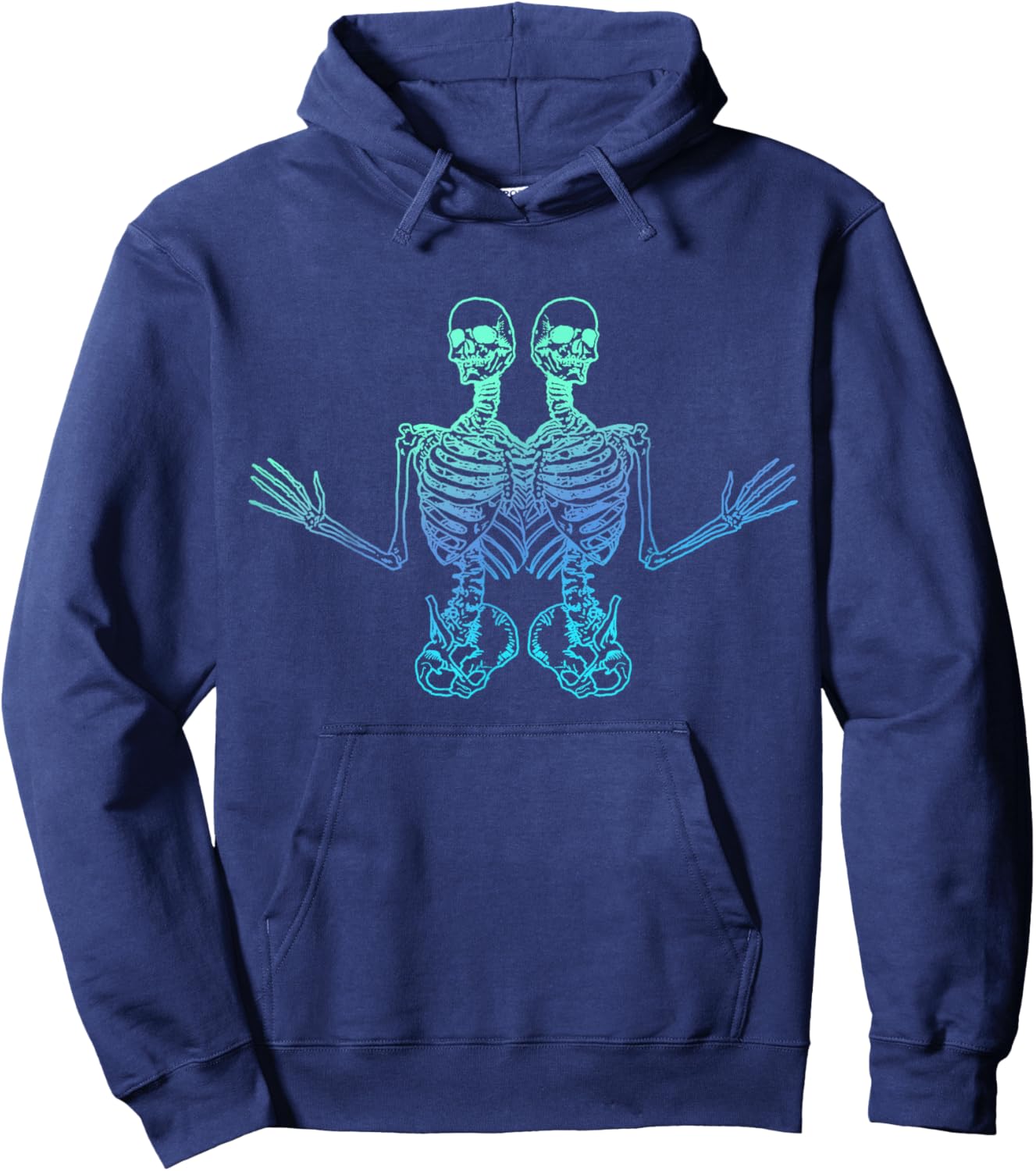 Conjoined Skeletons - Siamese Skater Goth Cool Punk Twin Fun Hoodie - Hoodie | Navy