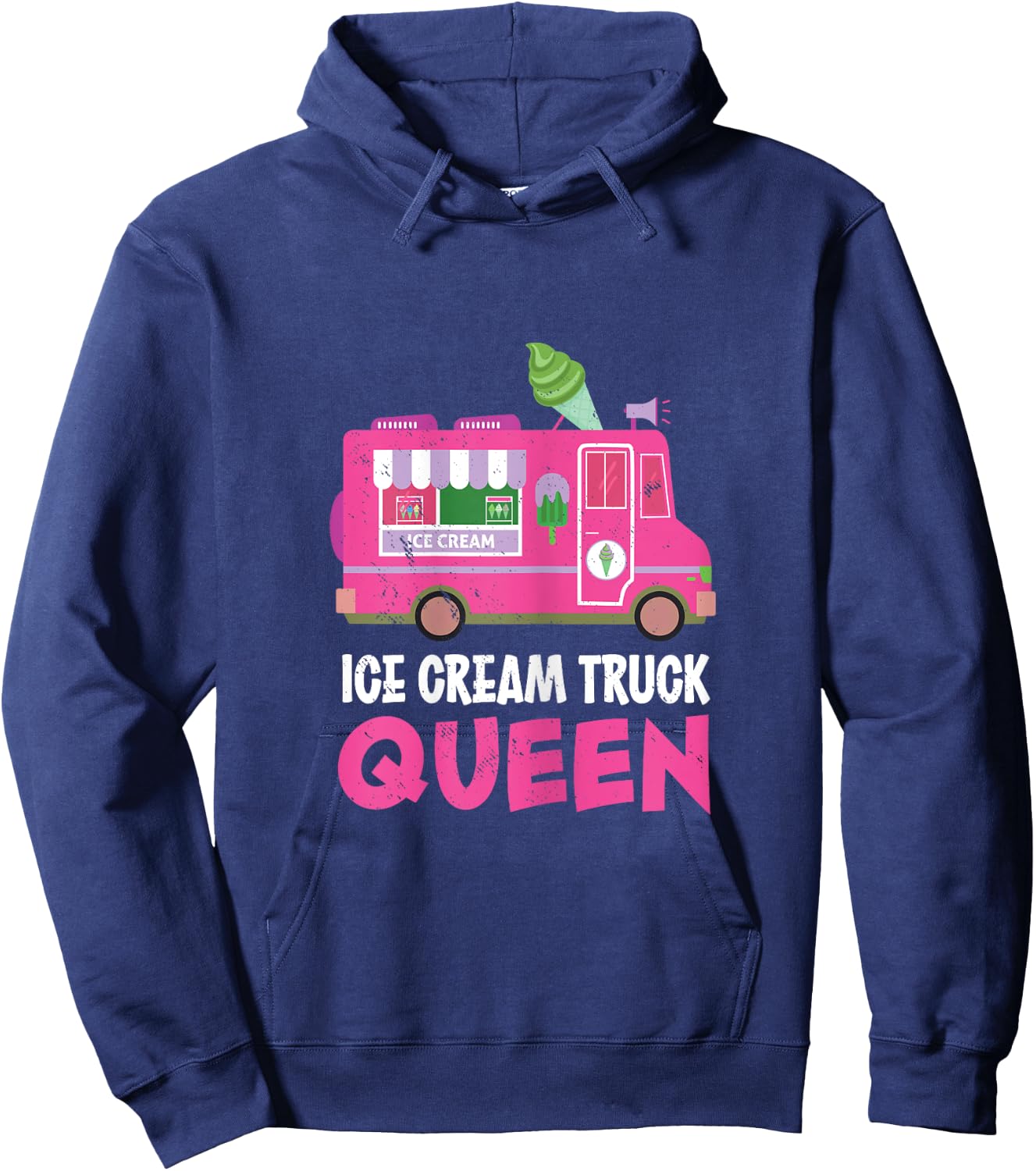 Ice Cream Truck Queen Frozen Dessert Ice Cream Truck Driver Women Girls Kids Hoodie - Hoodie | Navy