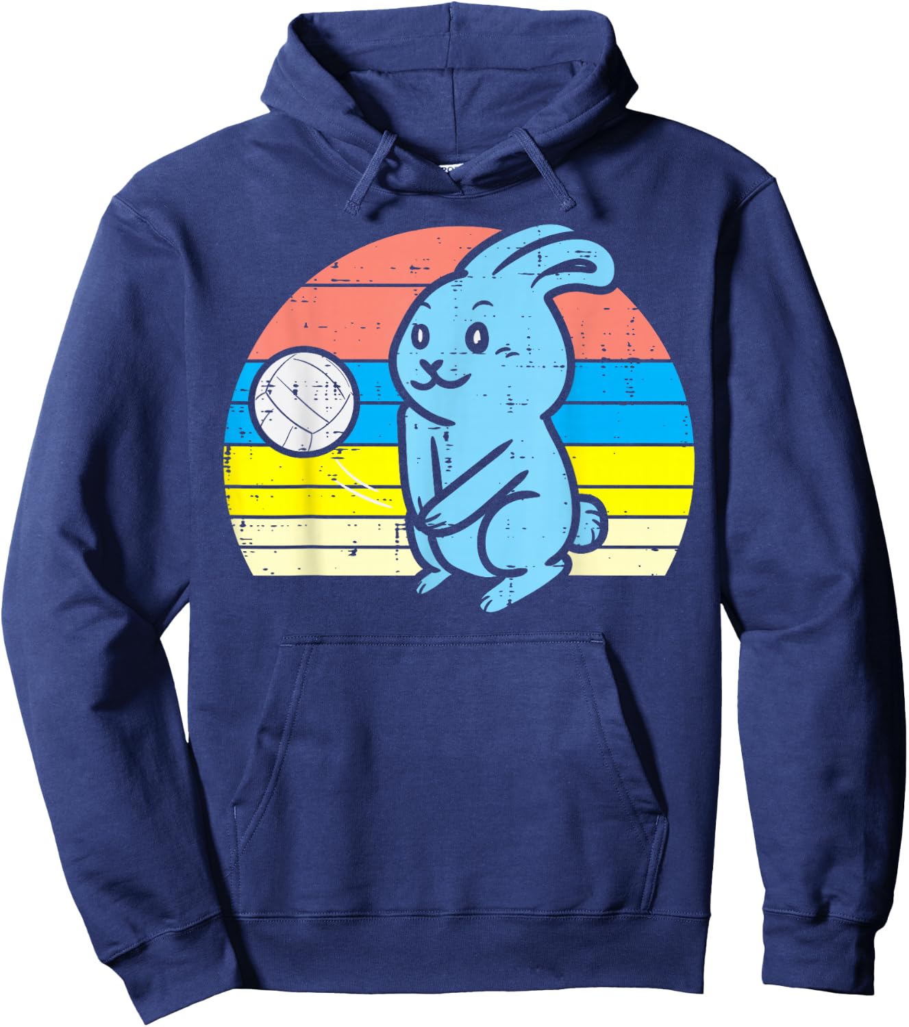 Easter Bunny Playing Volleyball Retro Sports Men Women Kids Hoodie - Hoodie | Navy