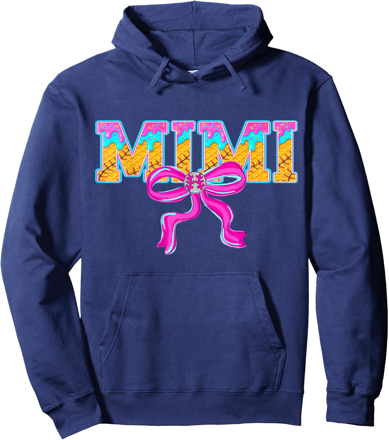 Baseball Mimi Ice Cream Drip Game Day Family Matching Hoodie - Hoodie | Navy