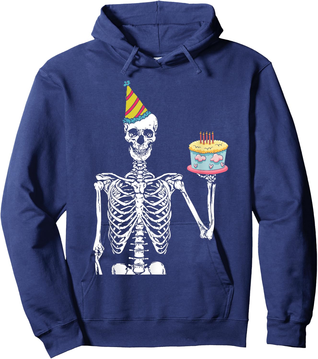 Skeleton Birthday Party Lazy Halloween Costume Funny Skull Hoodie - Hoodie | Navy