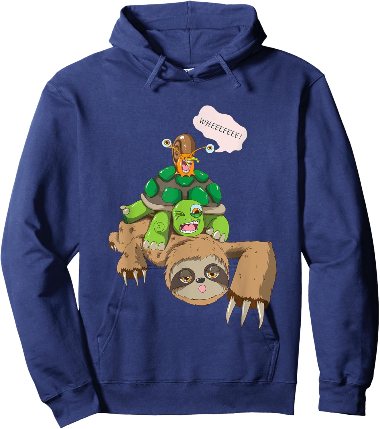 Sloth turtle snails motif animal lover Wheeee Hoodie - Hoodie | Navy