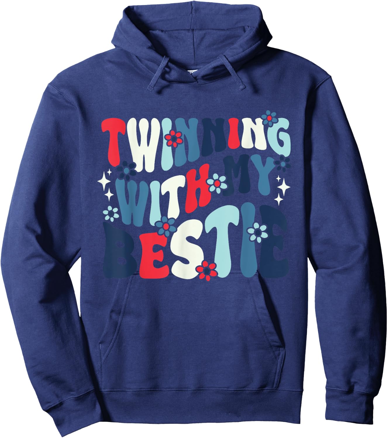 Retro Twins Day Twinning With My Bestie Friend Matching Twin Hoodie - Hoodie | Navy