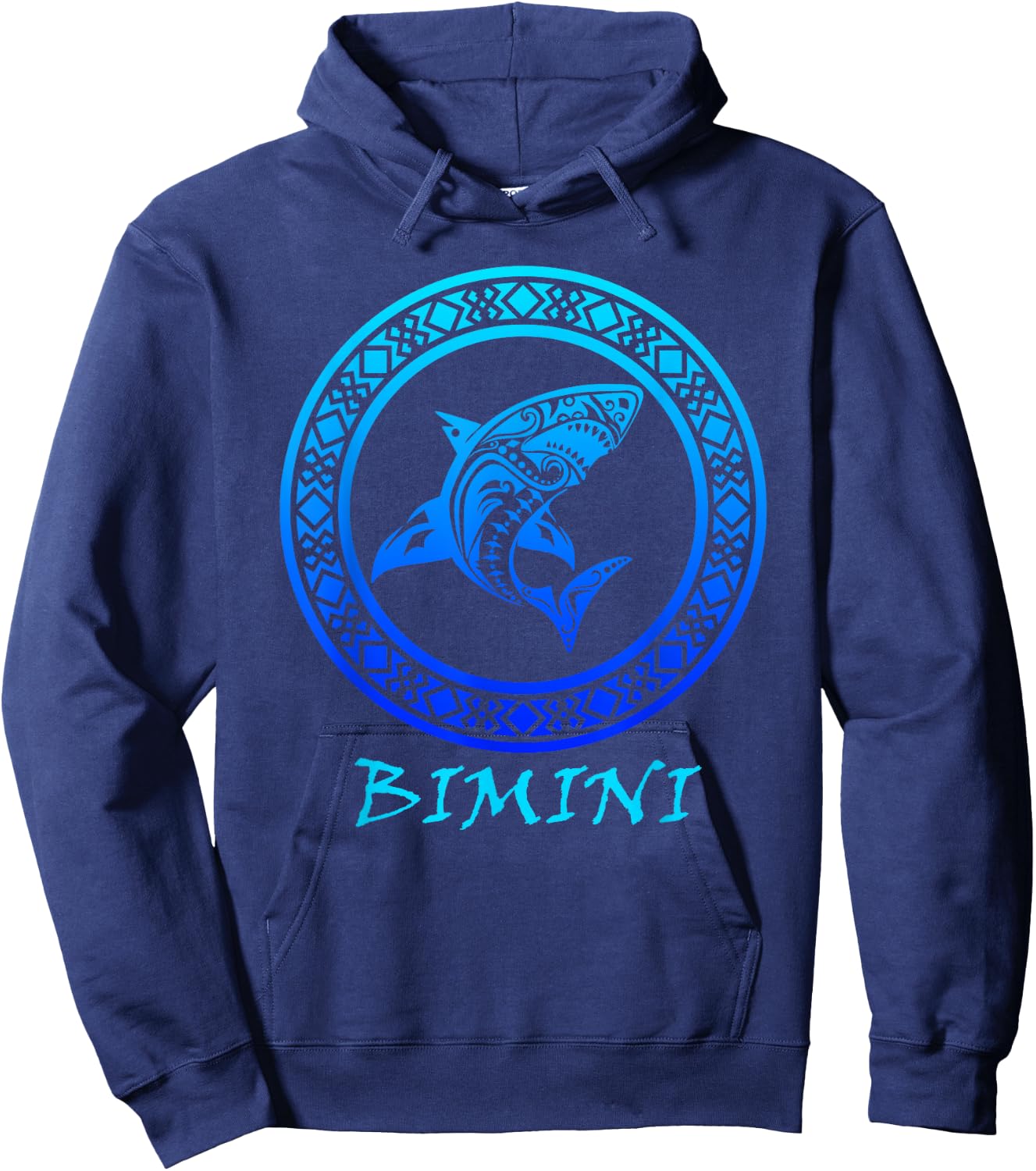 Bimini Bahamas Vintage Retro Tribal Shark Vacation Hoodie - Hoodie | Navy