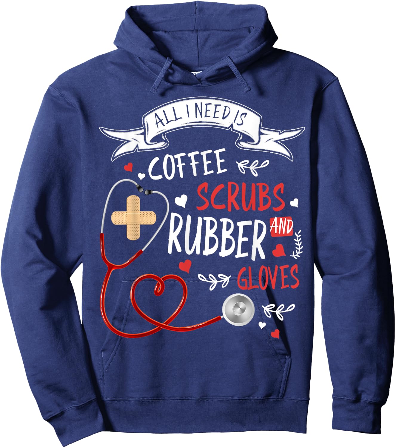 Nursing Ideas For Nurses & Coffee Scrubs And Rubber Gloves Hoodie - Hoodie | Navy