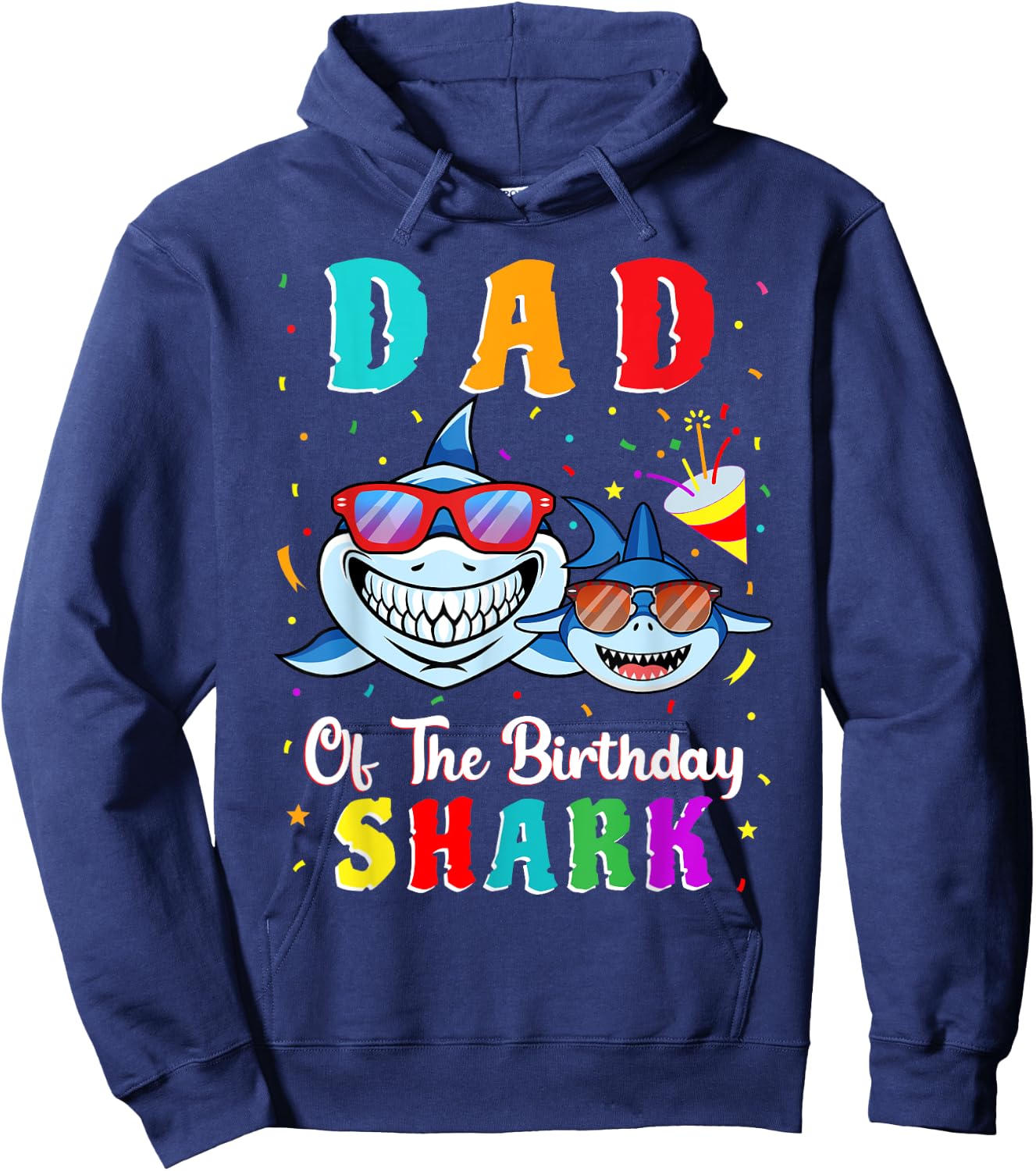 Dad Of The Shark Birthday Family Matching Birthday Son Hoodie - Hoodie | Navy