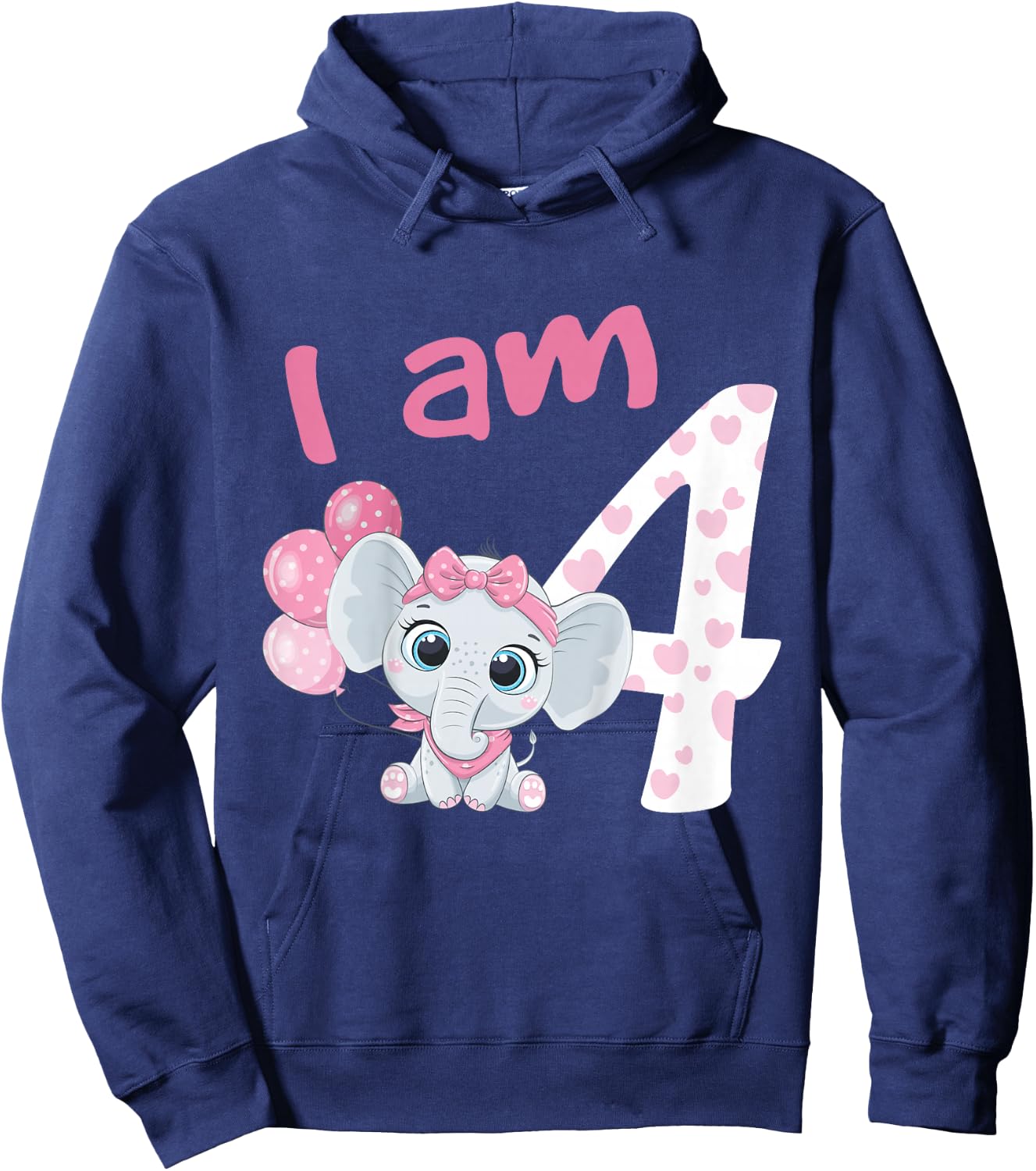 4th Birthday Shirt Girls Elephant Girl Birthday 4 Years Old Hoodie - Hoodie | Navy