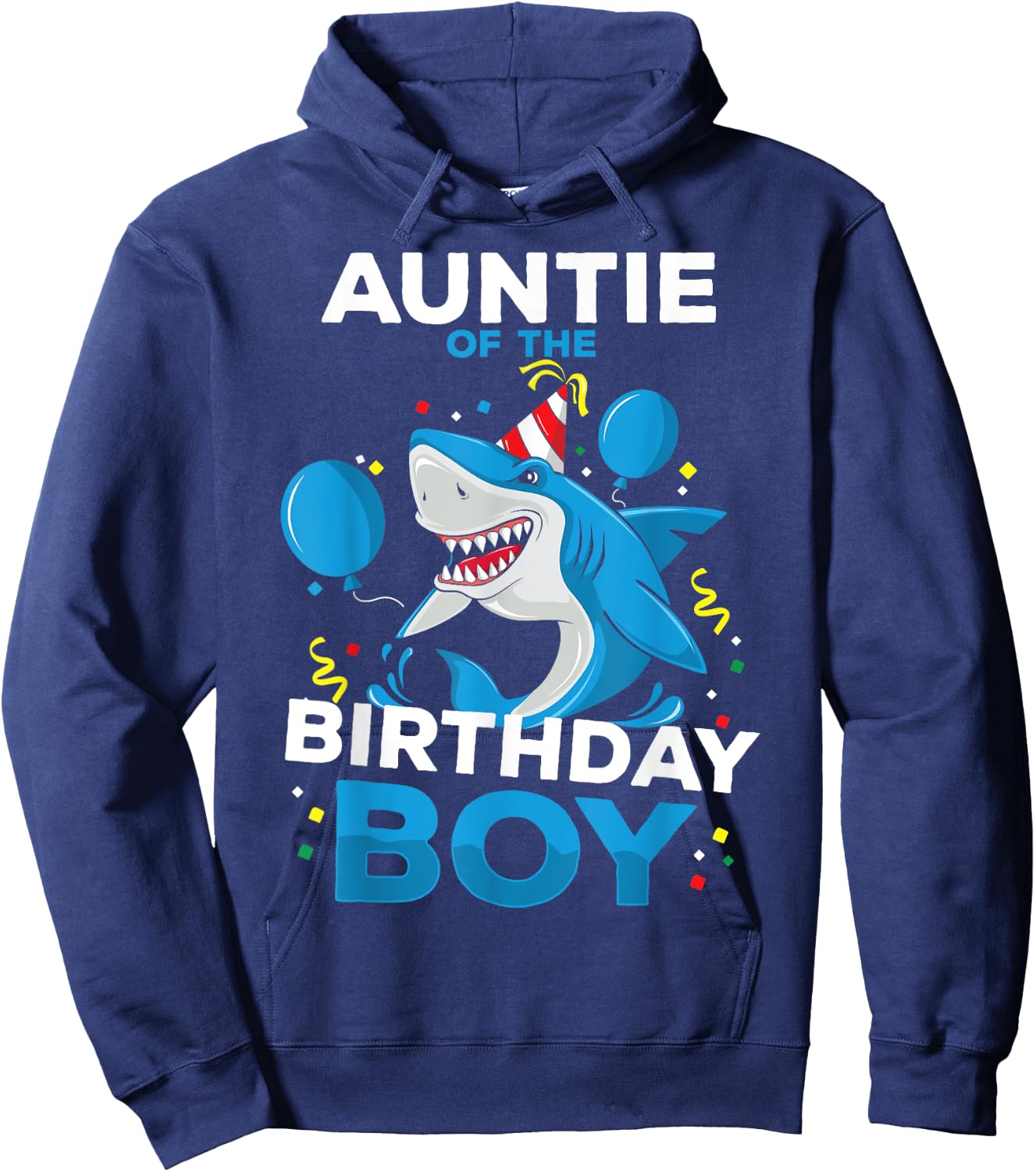 Auntie of The Birthday Boy Shark Ocean Theme Matching Family Hoodie - Hoodie | Navy