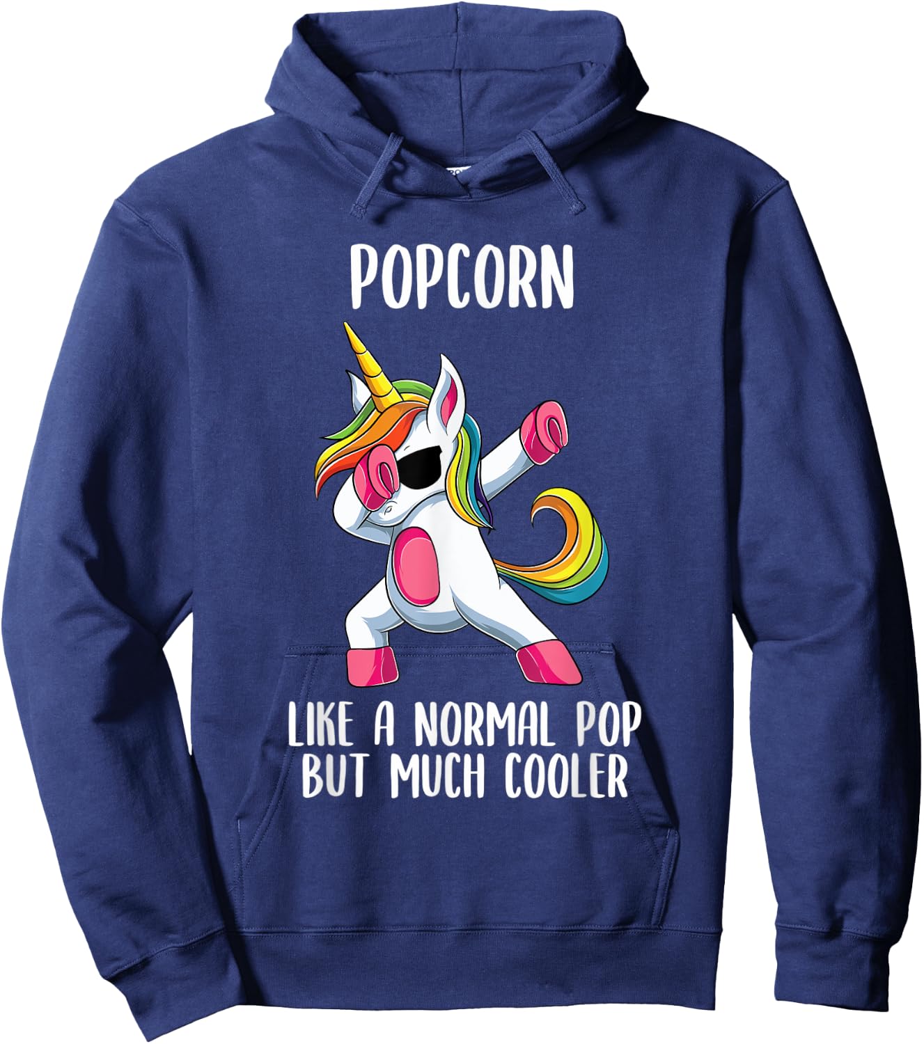 Unicorn Pop Girl Birthday Party Apparel PopCorn Cute Hoodie - Hoodie | Navy