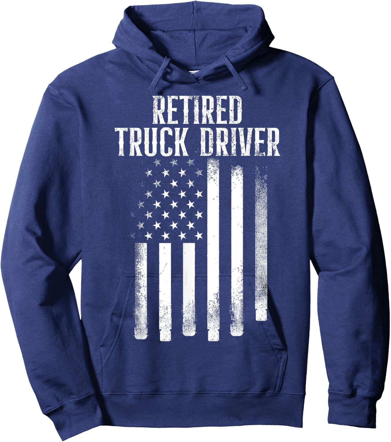 Retired Truck Driver US Flag Trucker Retirement Gift Hoodie - Hoodie | Navy