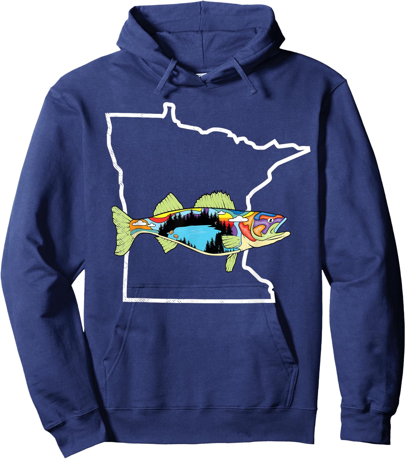 Minnesota Walleye Fishing Freshwater Fisherman Walleye Fish Hoodie - Hoodie | Navy