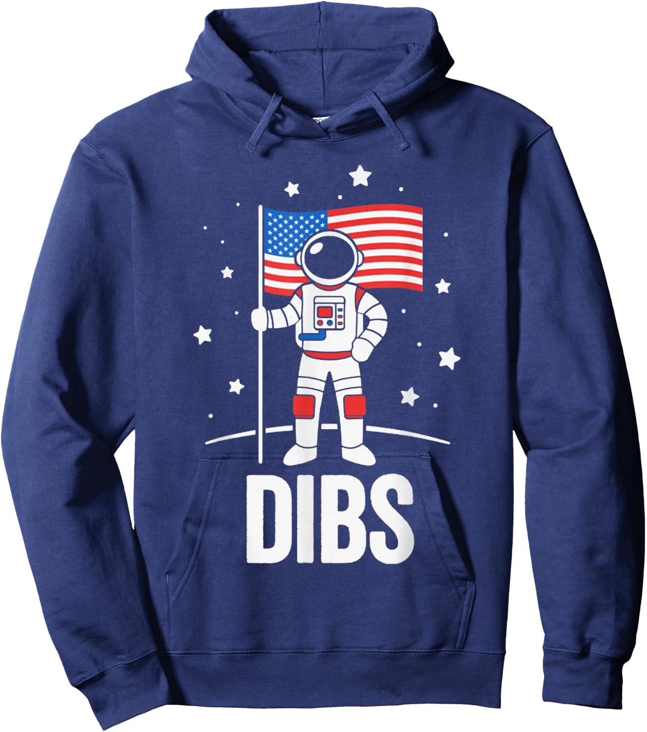 Patriotic Astronaut Claims Dibs on the Moon with an USA Flag Hoodie - Hoodie | Navy