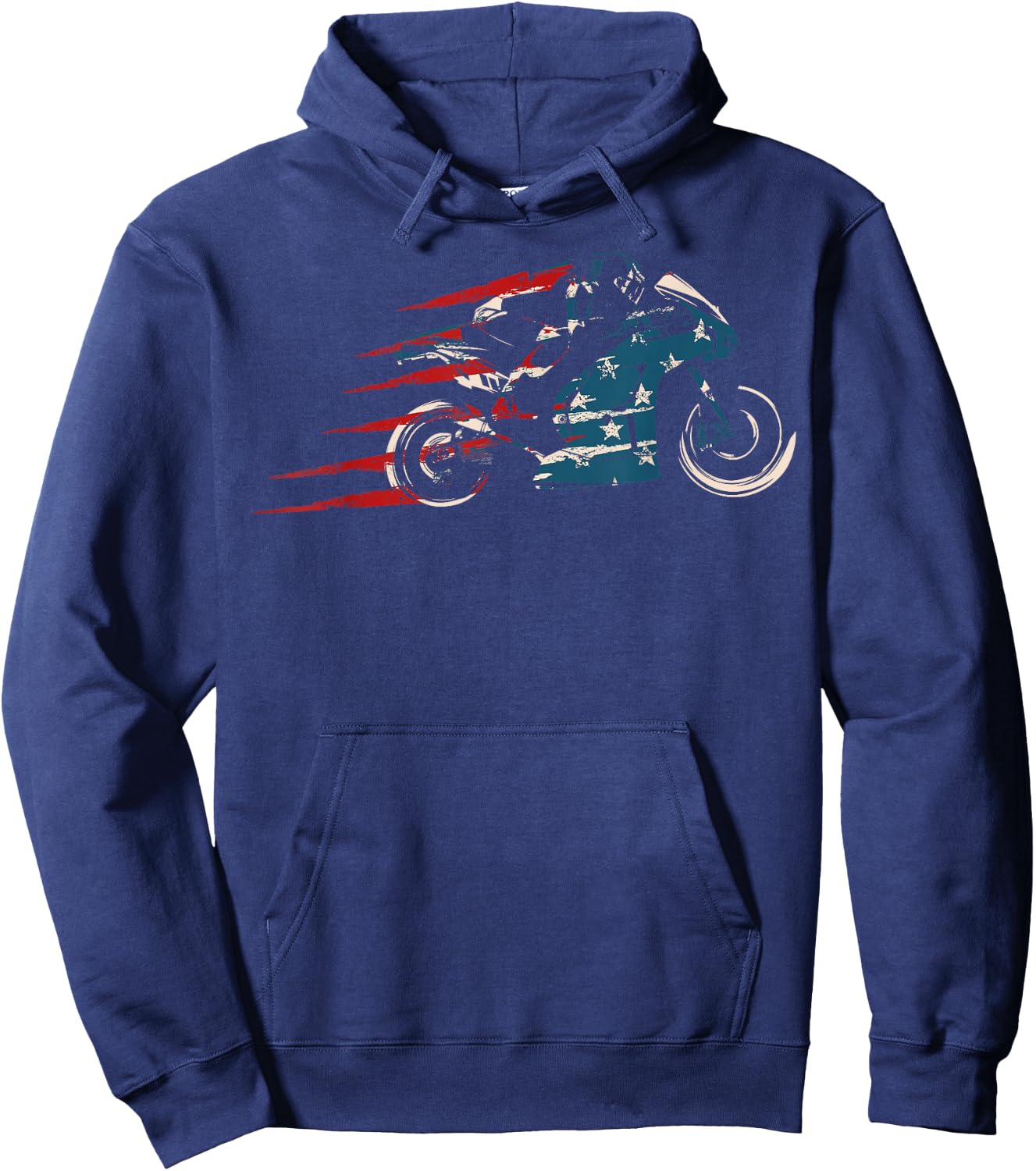 Super Bike Moto GP Pride US Flag Patriotic Dirt Bikers Hoodie - Hoodie | Navy