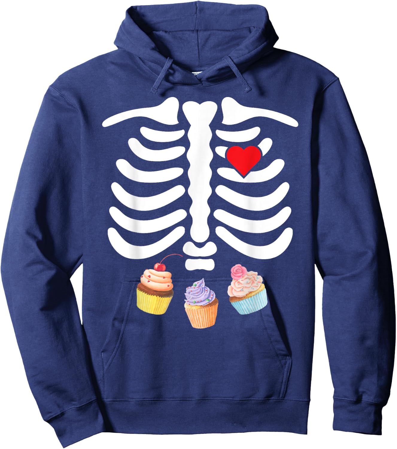 Halloween Skeleton Junk Food Belly Cupcakes Hoodie - Hoodie | Navy