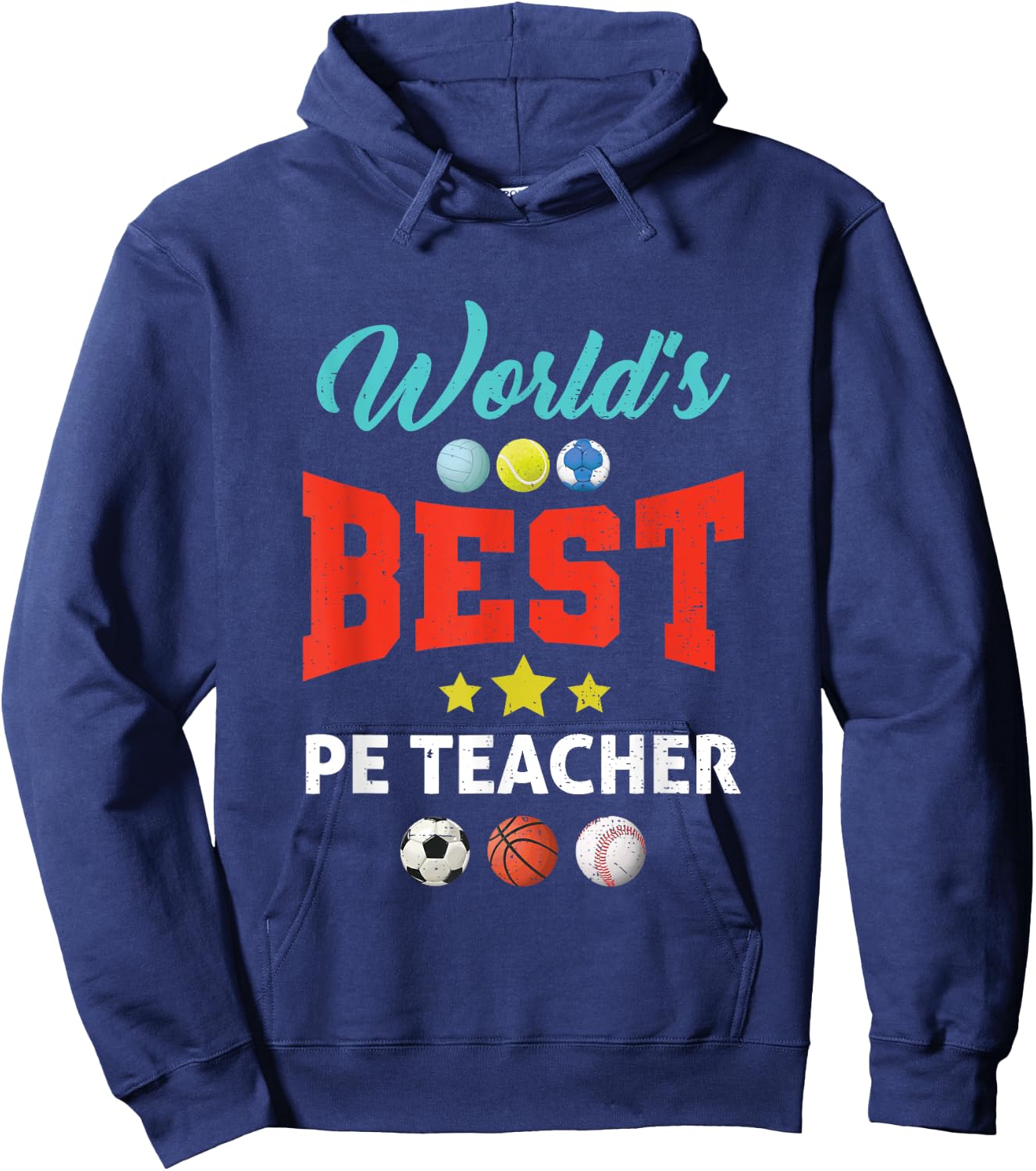 World's Best PE Teacher P.E. Teacher School Fitness Class Men Women Girls Kids Hoodie - Hoodie | Navy