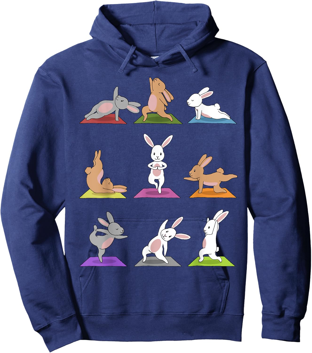 Bunny Yoga Funny Rabbits In Yoga Poses On Meditation Mats Hoodie - Hoodie | Navy