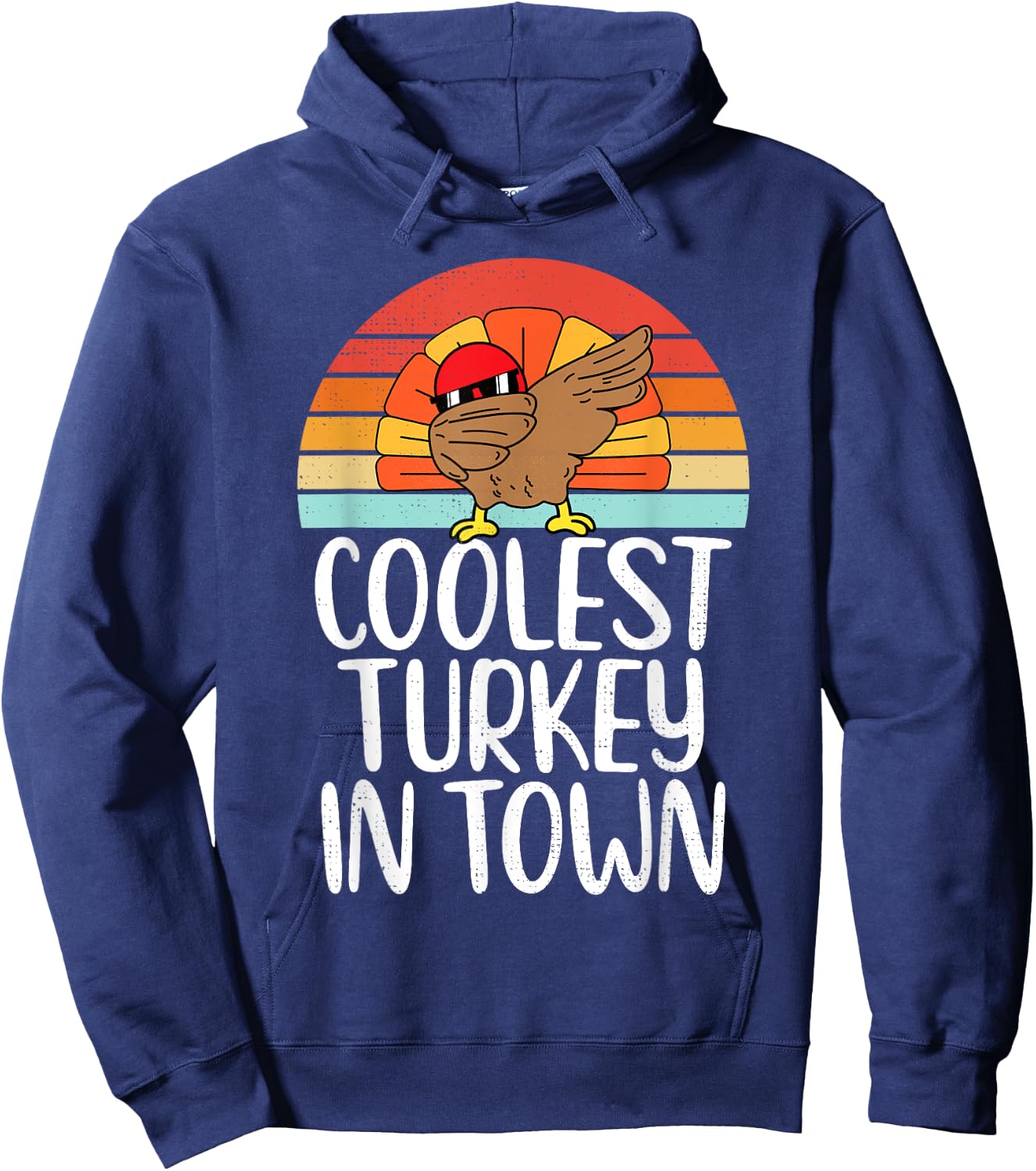 Coolest Turkey In Town Dabbing Turkey Thanksgiving Day Boys Hoodie - Hoodie | Navy