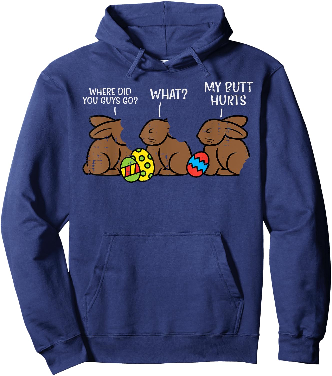 Where Did You Guys Go Chocolate Bunny Funny Easter Kids Hoodie - Hoodie | Navy